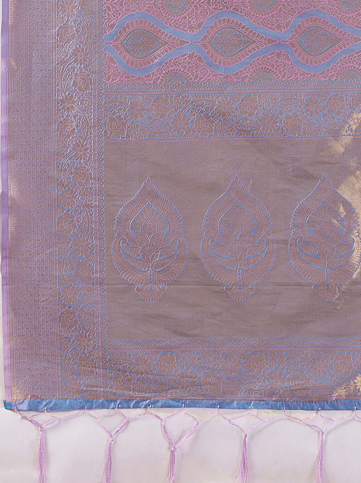 Floral Purple Kanjivaram Silk Saree With Intricate Gold Zari