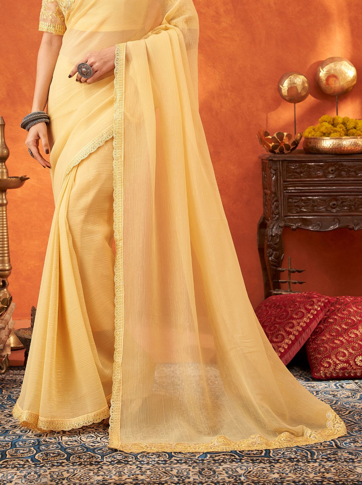 Laguna Yellow Premium Ethnic Designer Saree - TrendOye