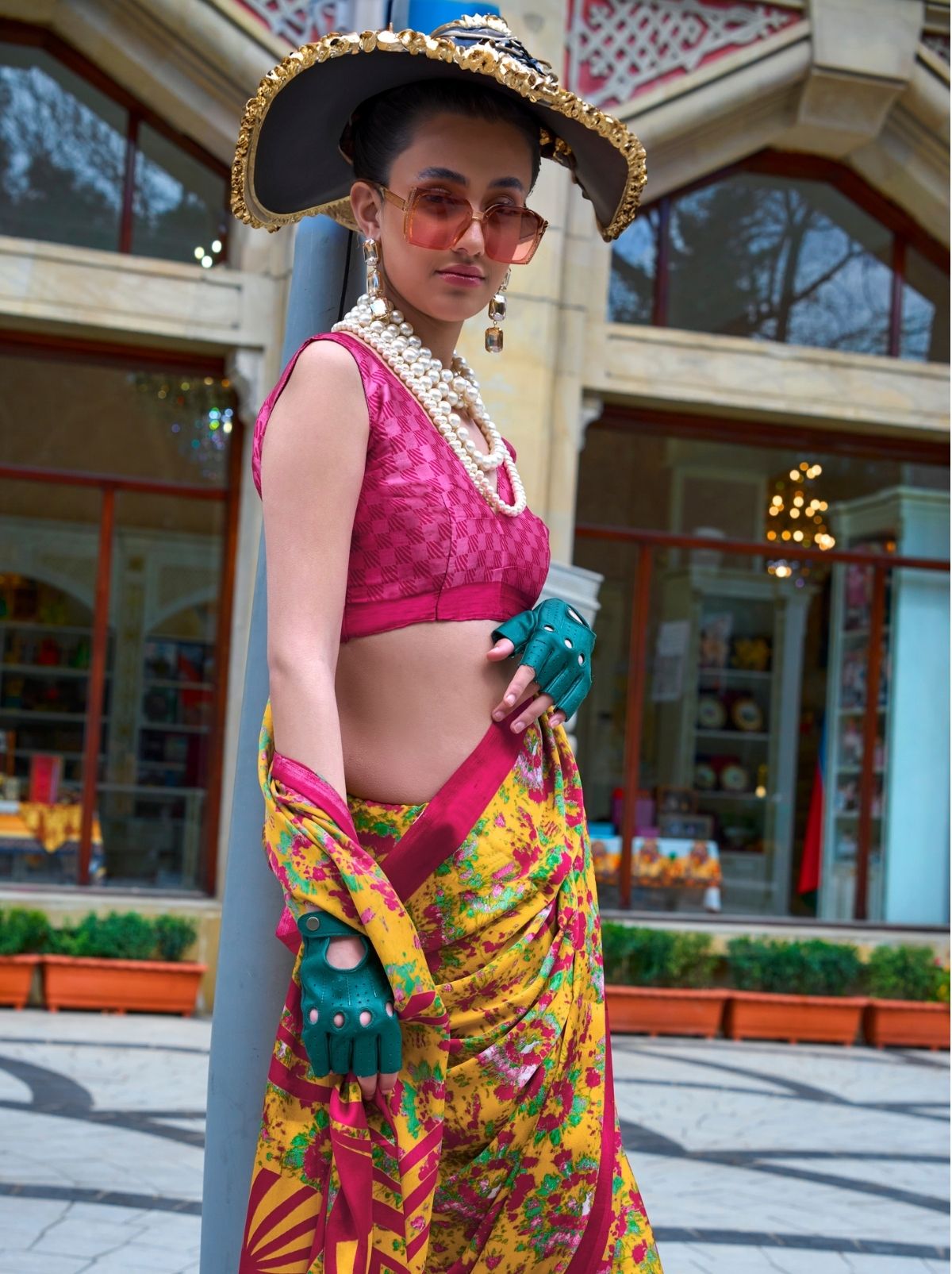 Amber Orange Premium Satin Designer Saree - TrendOye