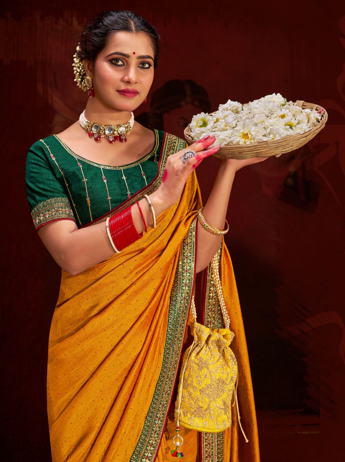 Apricot Orange Fine Ethnic Designer Silk Saree - TrendOye