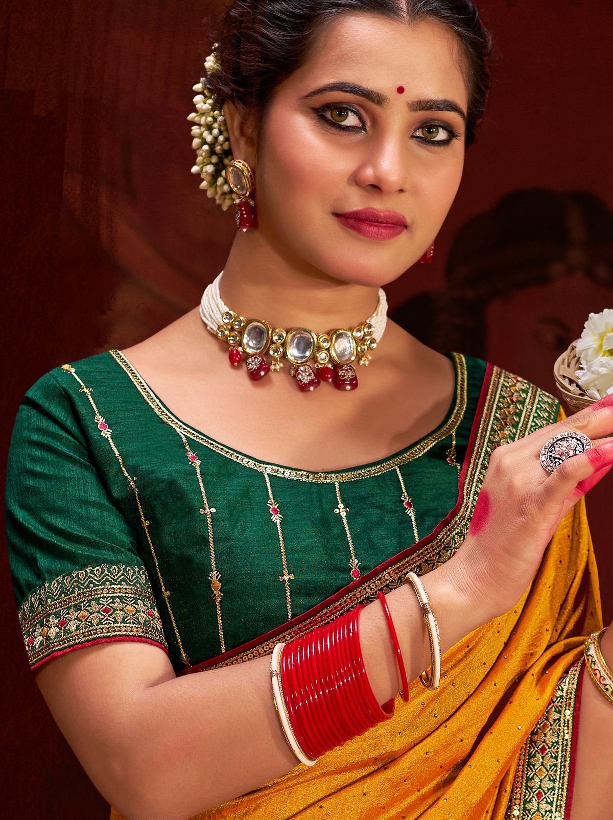 Apricot Orange Fine Ethnic Designer Silk Saree - TrendOye