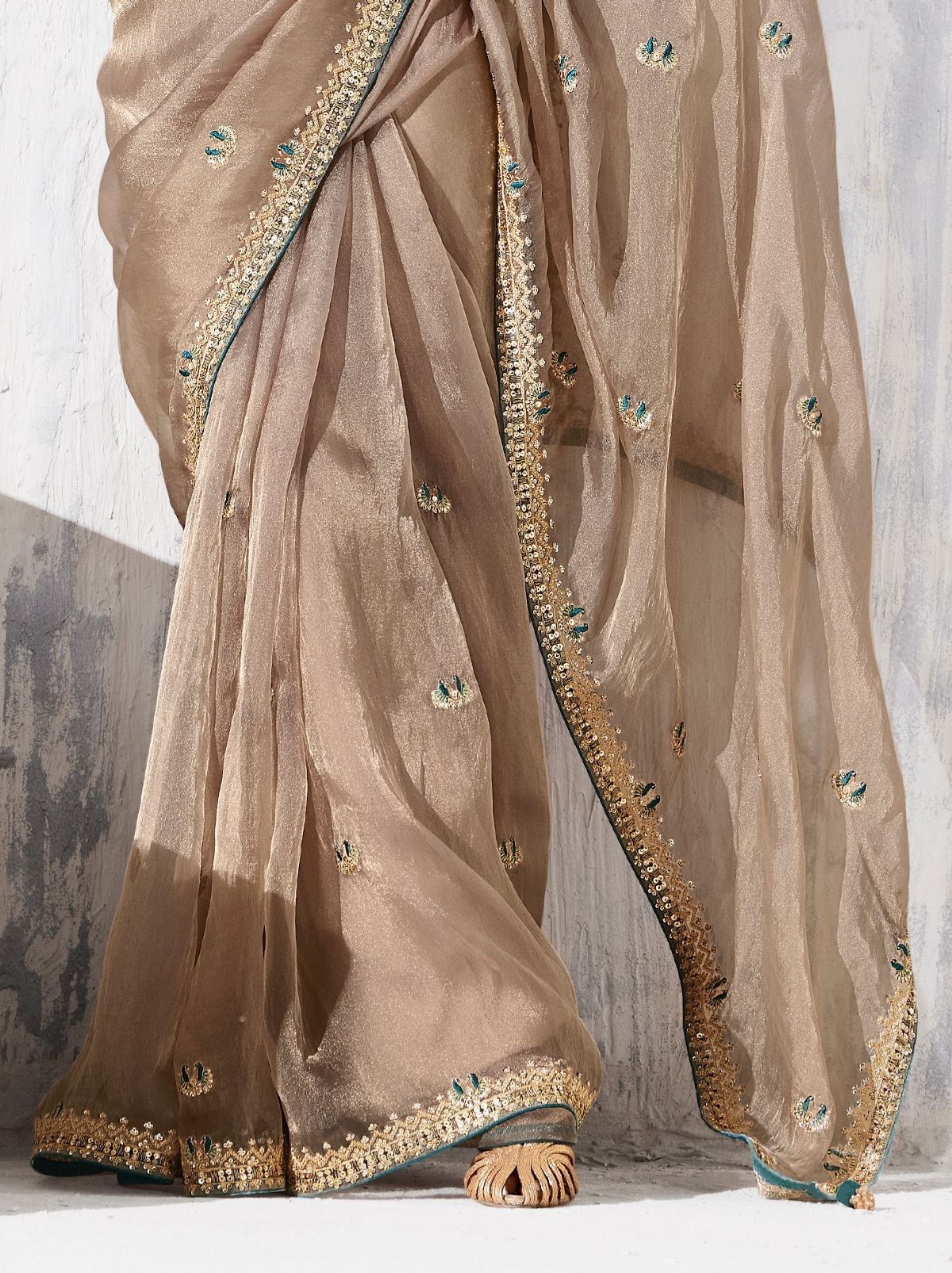 Beige Fancy Silk Saree with Beautiful Blouse Piece