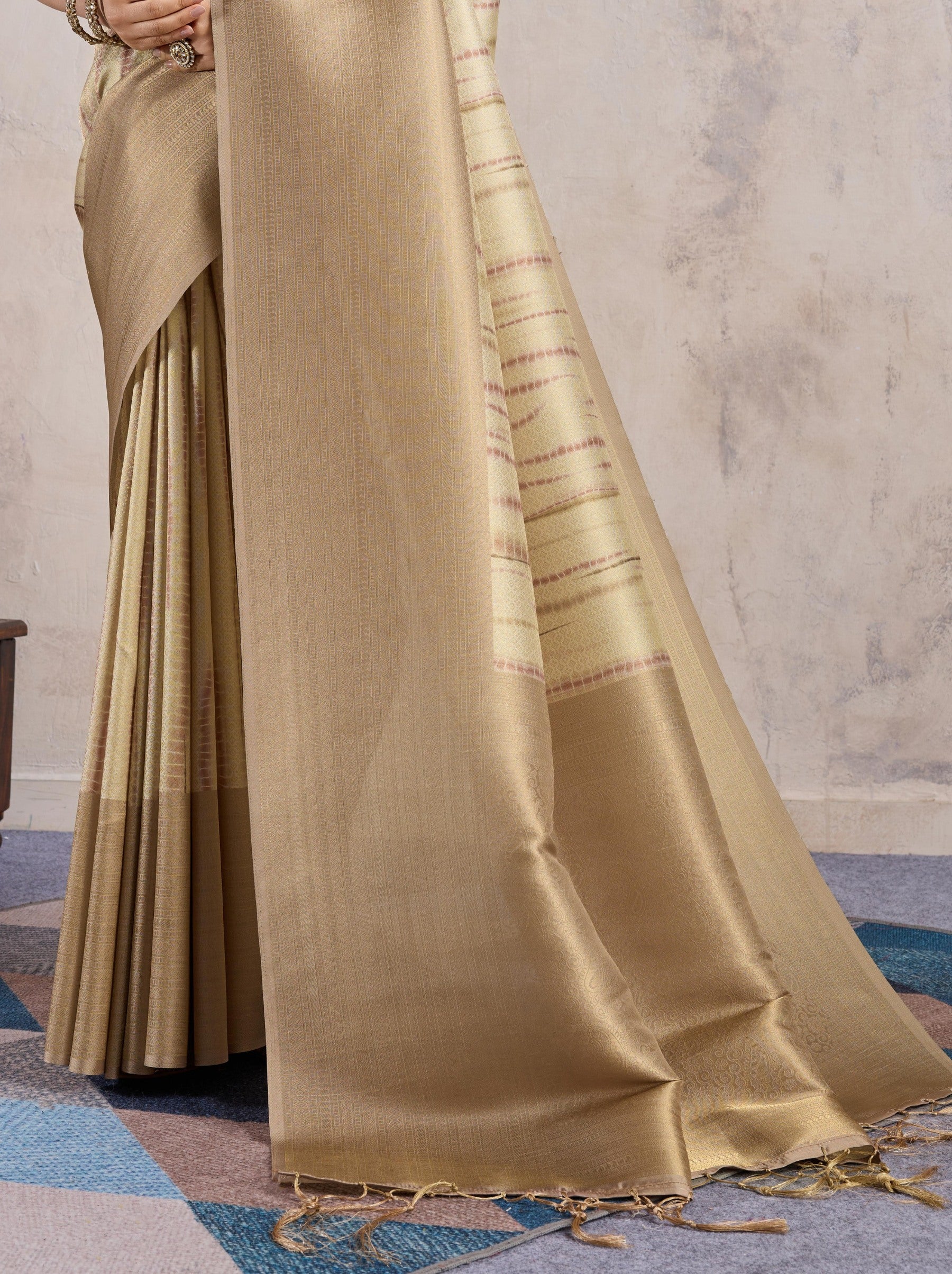 Beige Celebration Saree - TrendOye