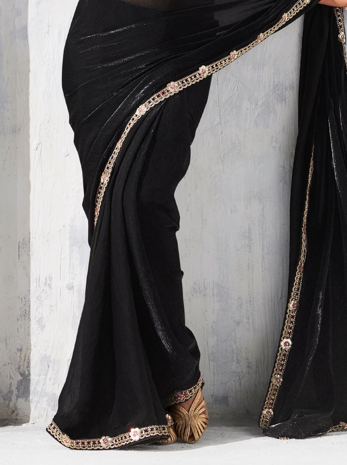 Black Premium Fancy Silk Saree for Special Occasions