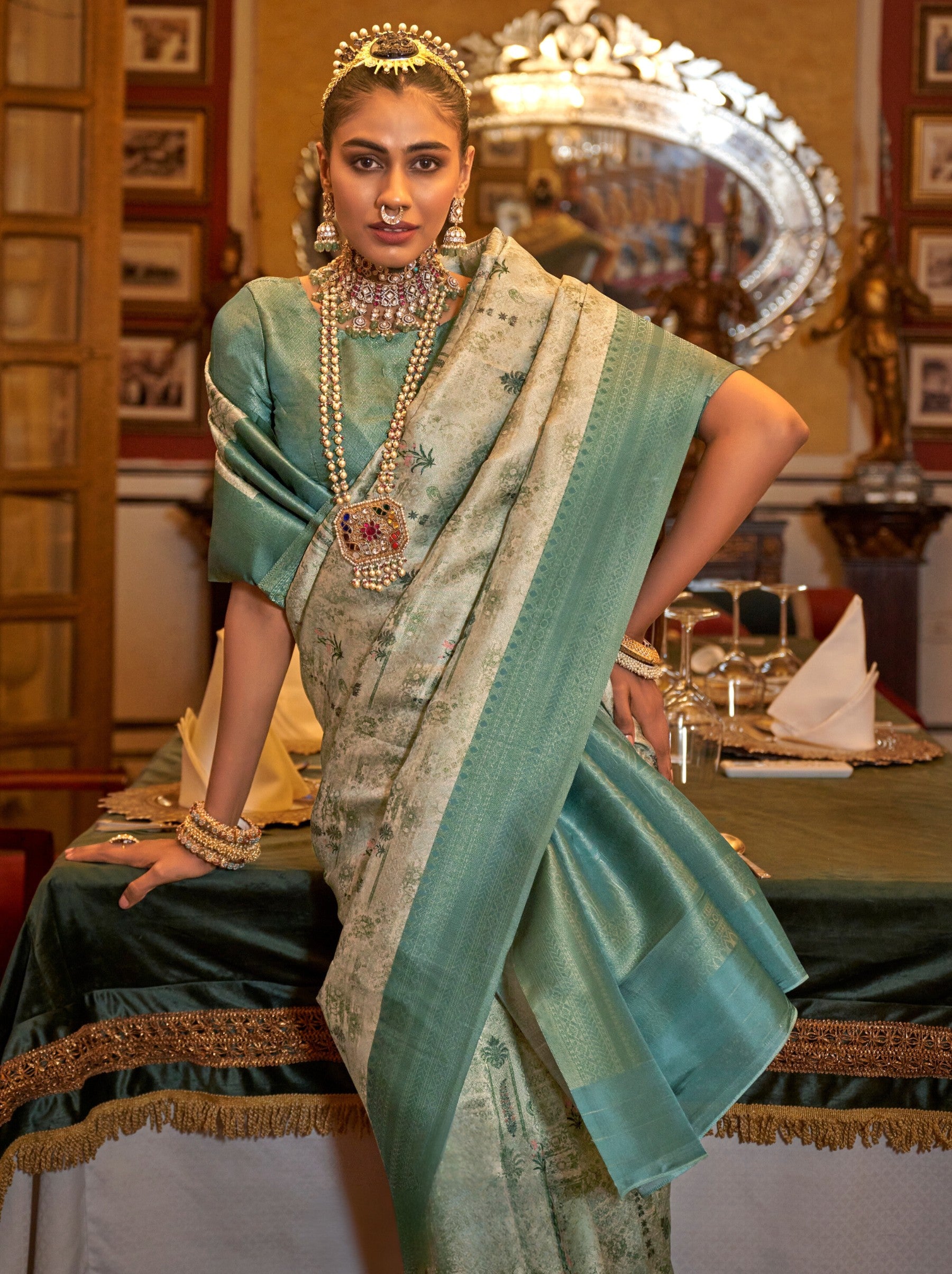 Maya Blue Party Designer Saree - TrendOye
