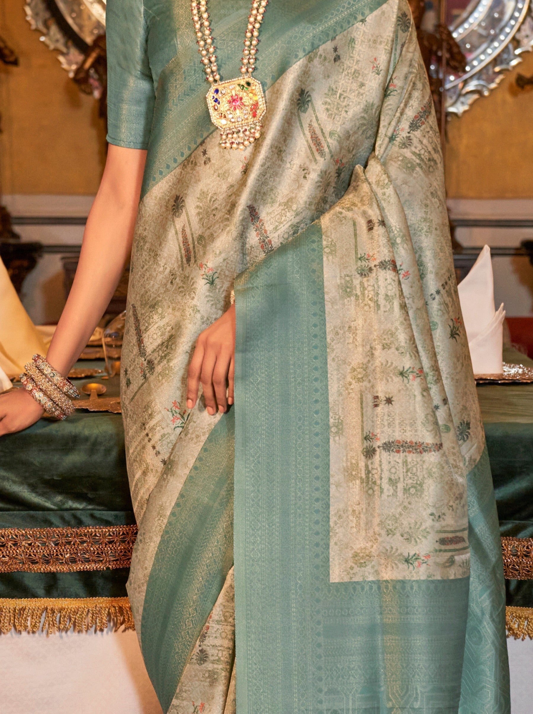Maya Blue Party Designer Saree - TrendOye