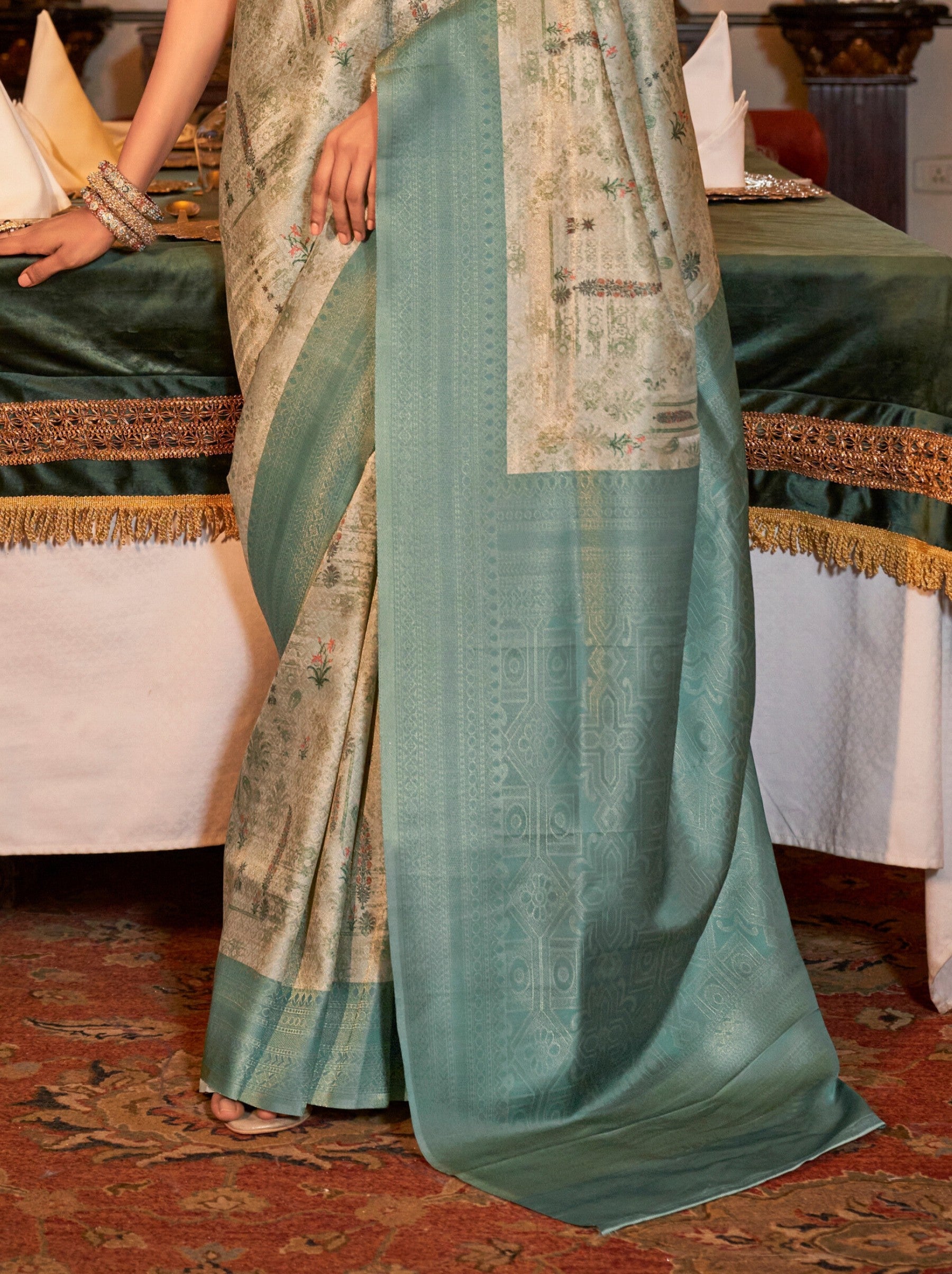 Maya Blue Party Designer Saree - TrendOye