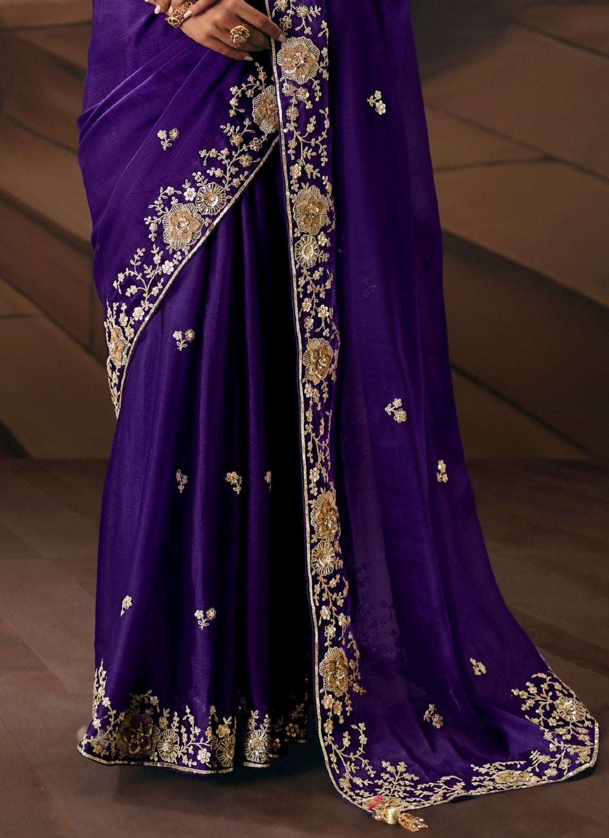 Royal Blue Celebration Fancy Saree With Premium Blouse Piece - TrendOye