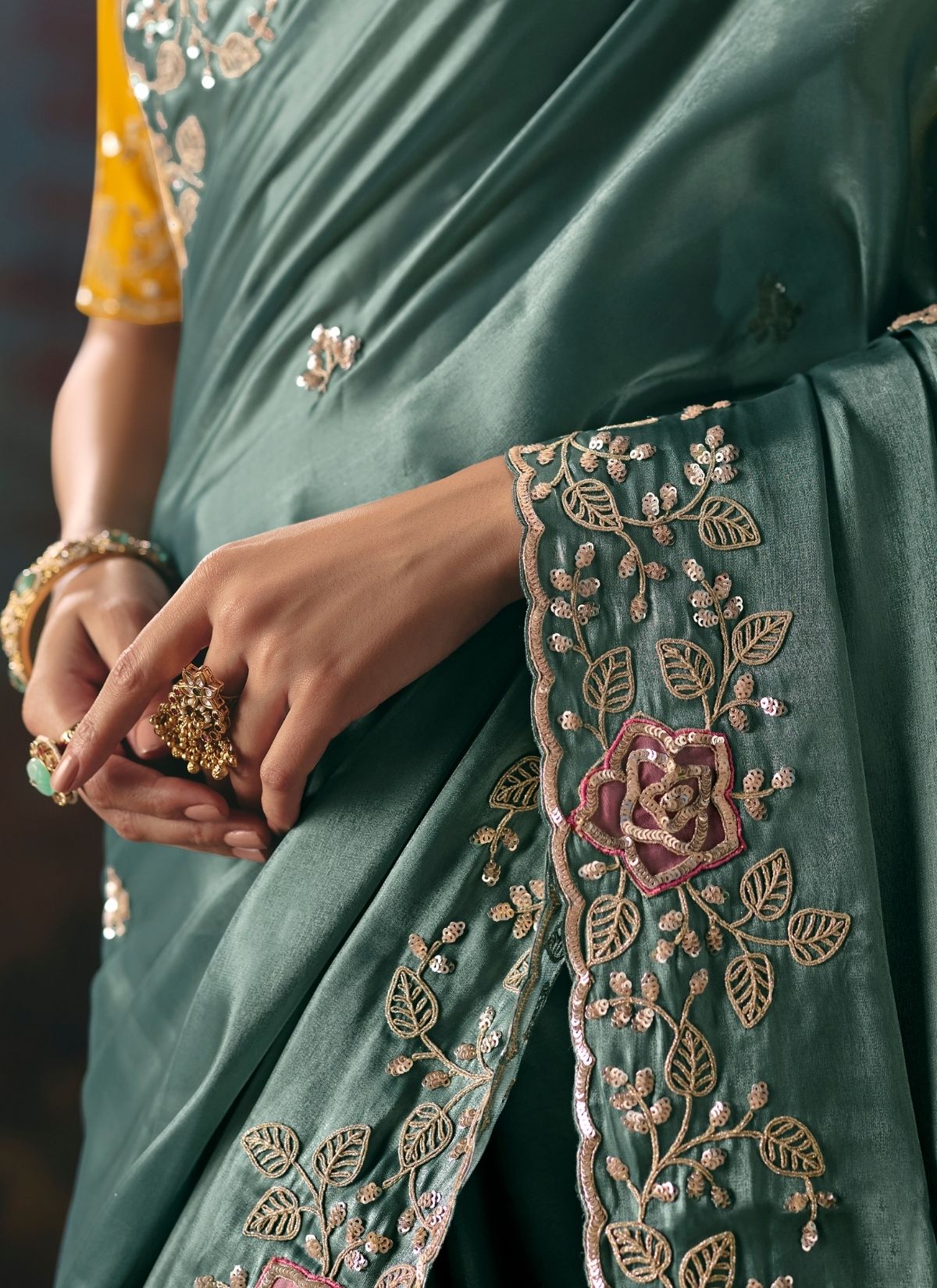 Teal Blue Celebration Fancy Saree With Premium Blouse Piece - TrendOye