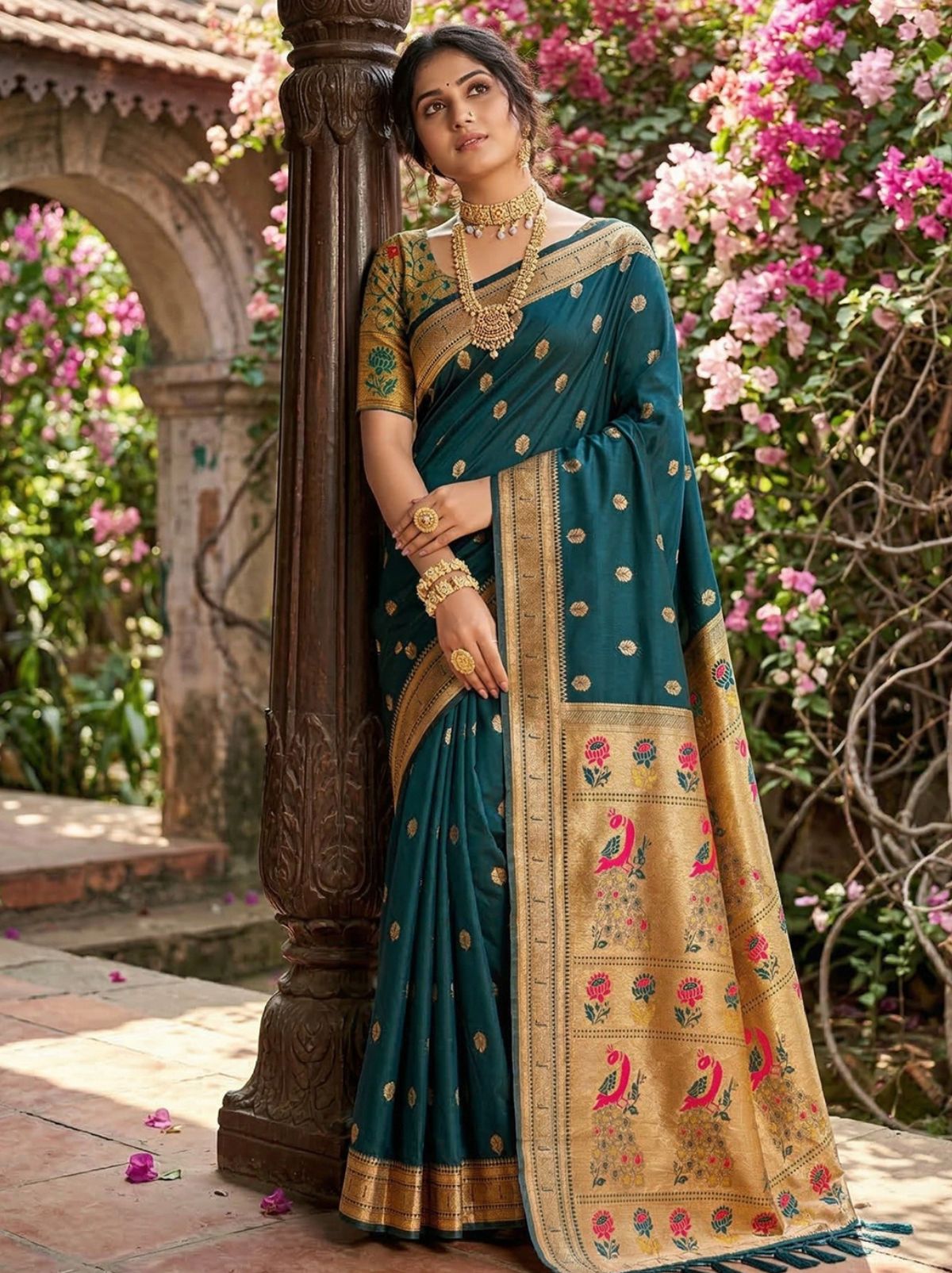 Peacock Blue Premium Soft Silk Paithani Wedding Saree
