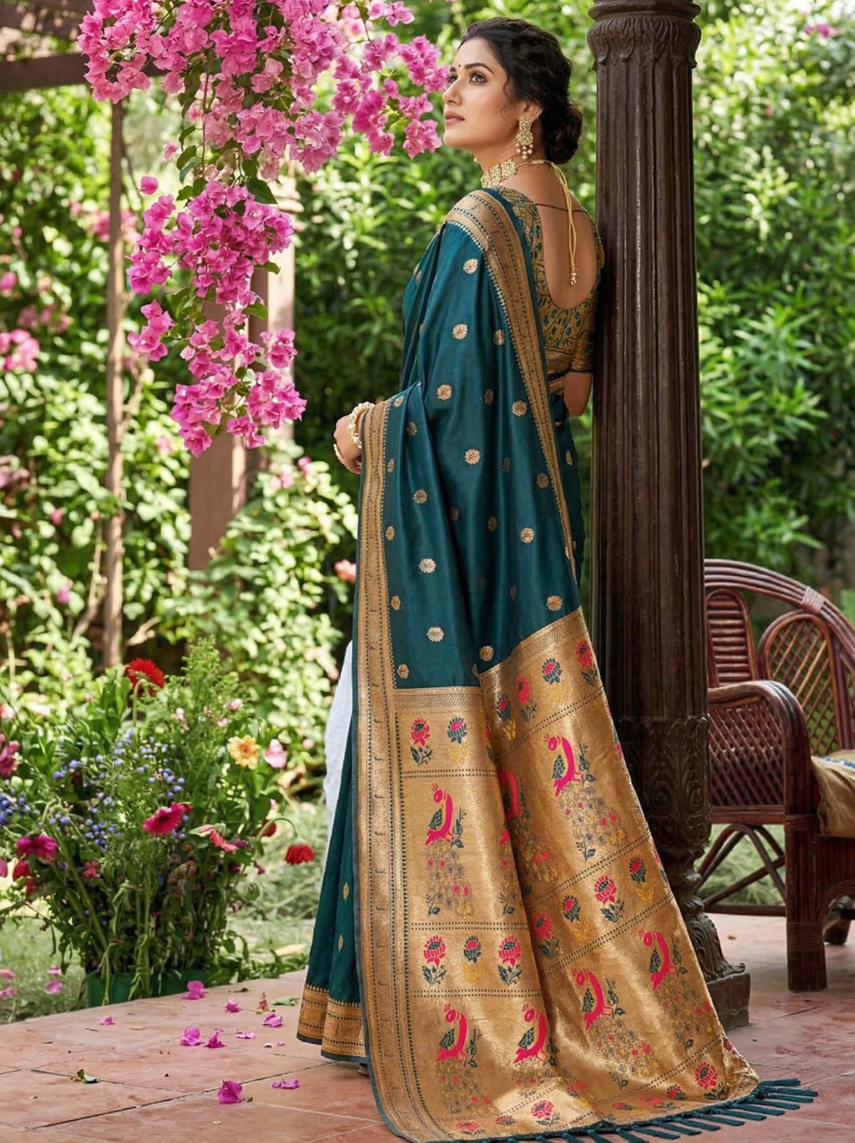 Peacock Blue Premium Soft Silk Paithani Wedding Saree