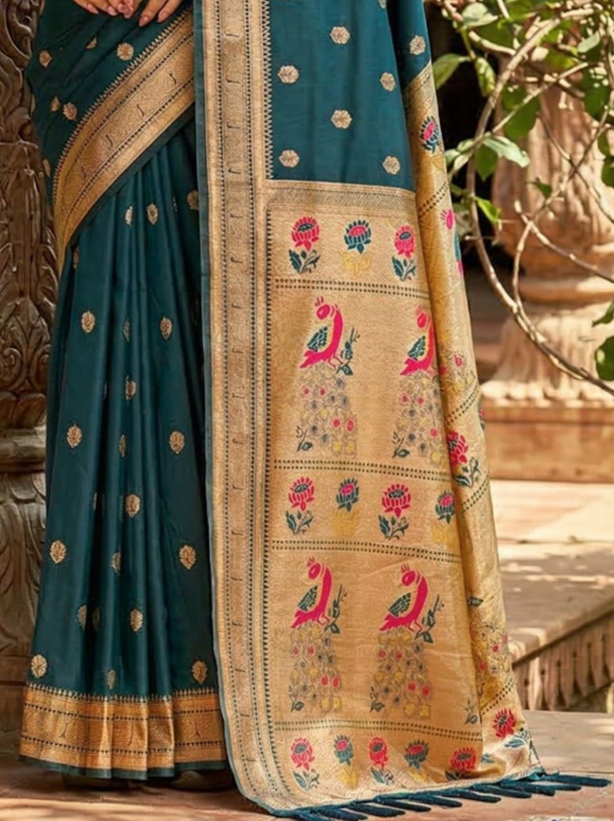Peacock Blue Premium Soft Silk Paithani Wedding Saree
