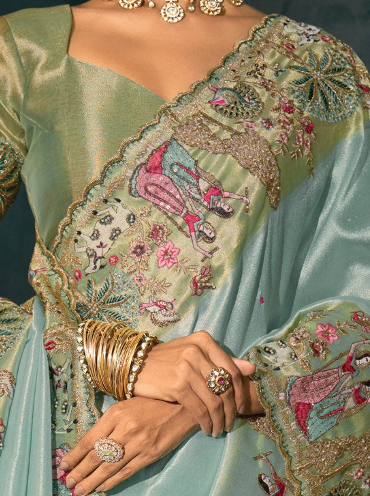 Sky Blue Wedding Designer Soft Silk Saree With Blouse Piece