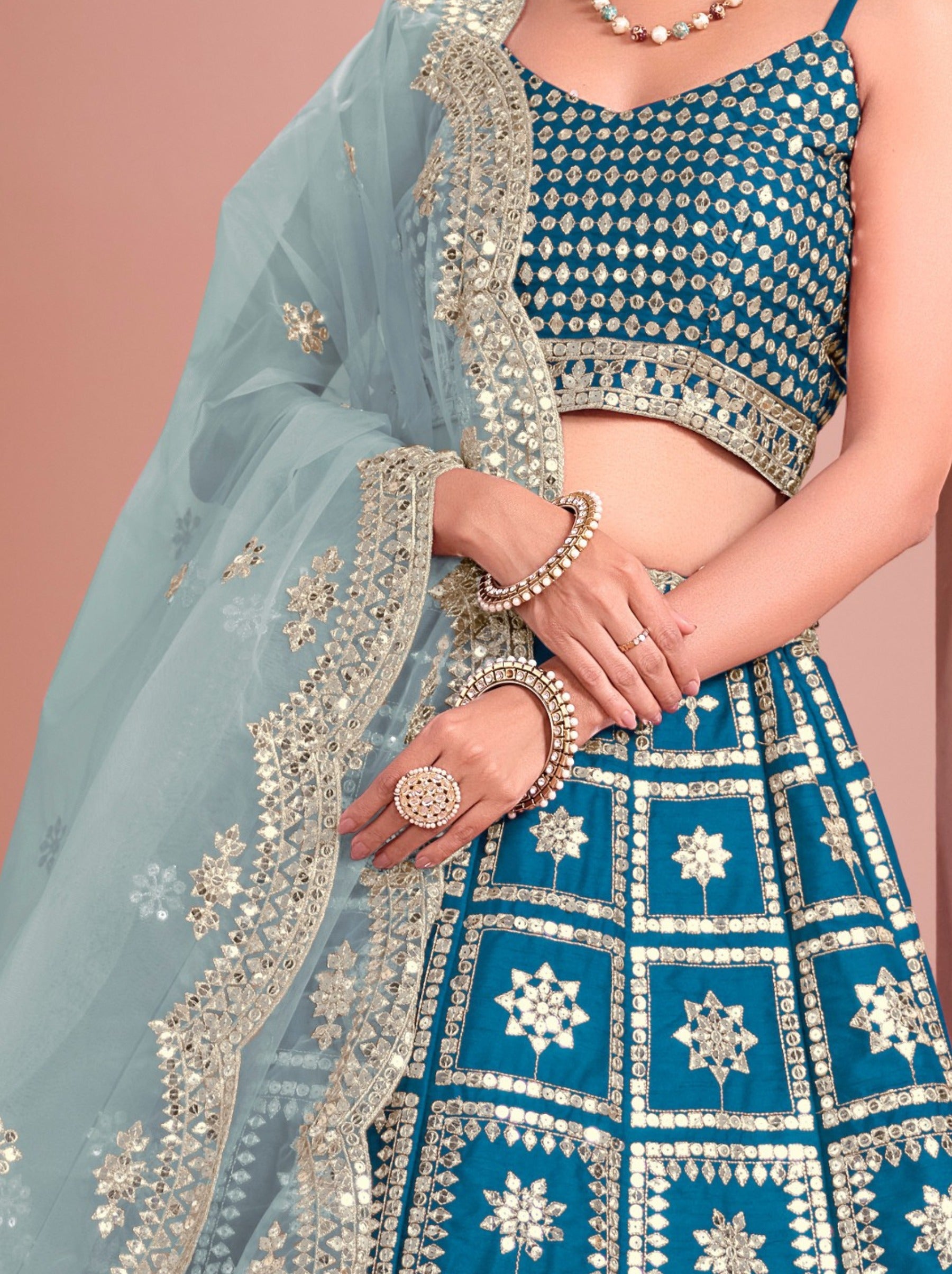 Sapphire Blue Designer Festive Lehenga - TrendOye