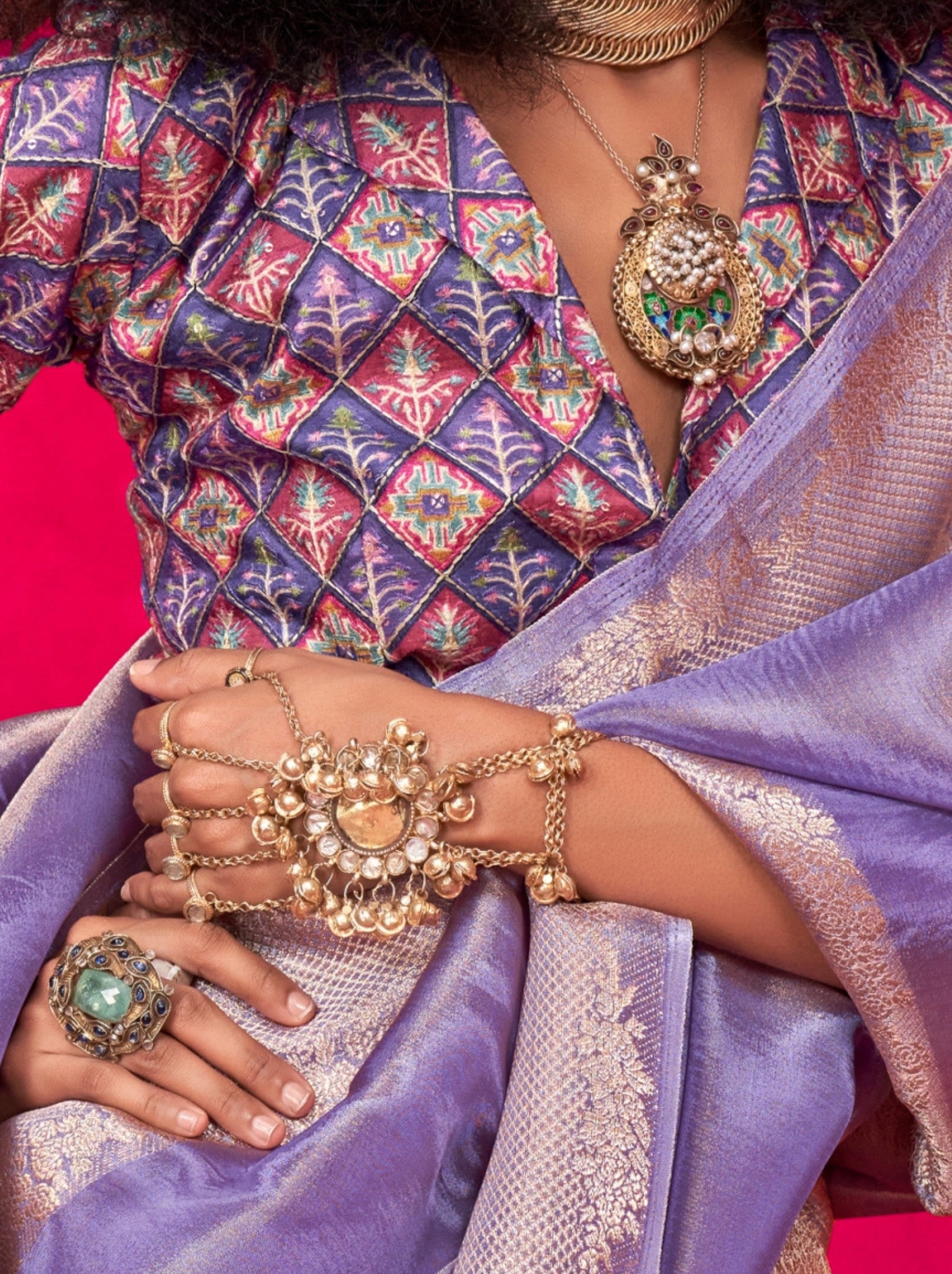 Periwinkle Blue Tissue Silk Party Saree - TrendOye