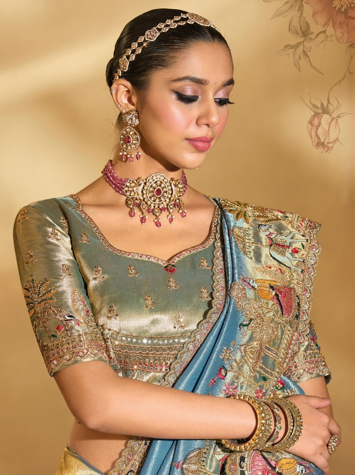 Carolina Blue Elite Soft Silk Saree With Heavy Zari Work Border
