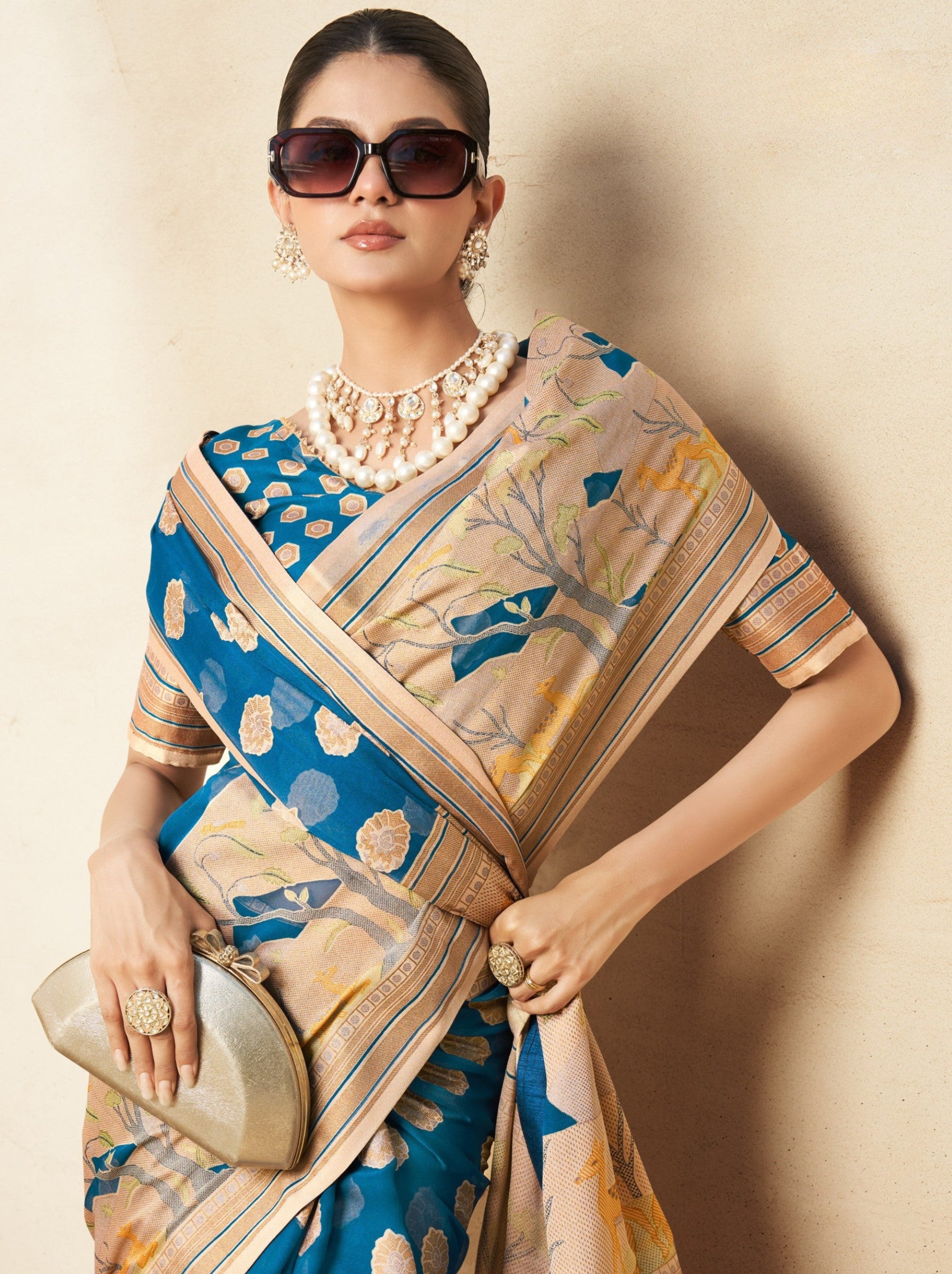 Sapphire Blue Celebration Saree - TrendOye
