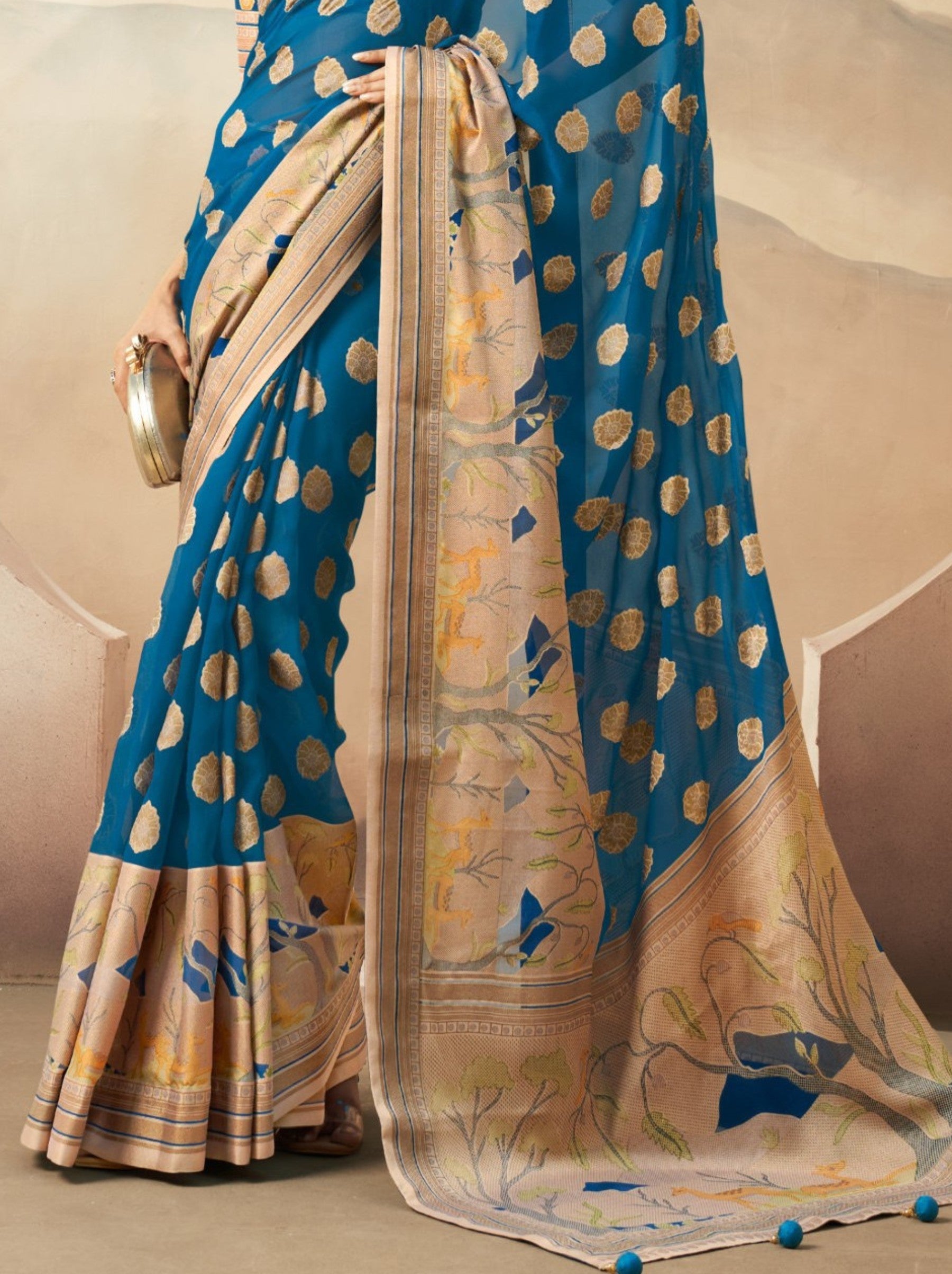 Sapphire Blue Celebration Saree - TrendOye