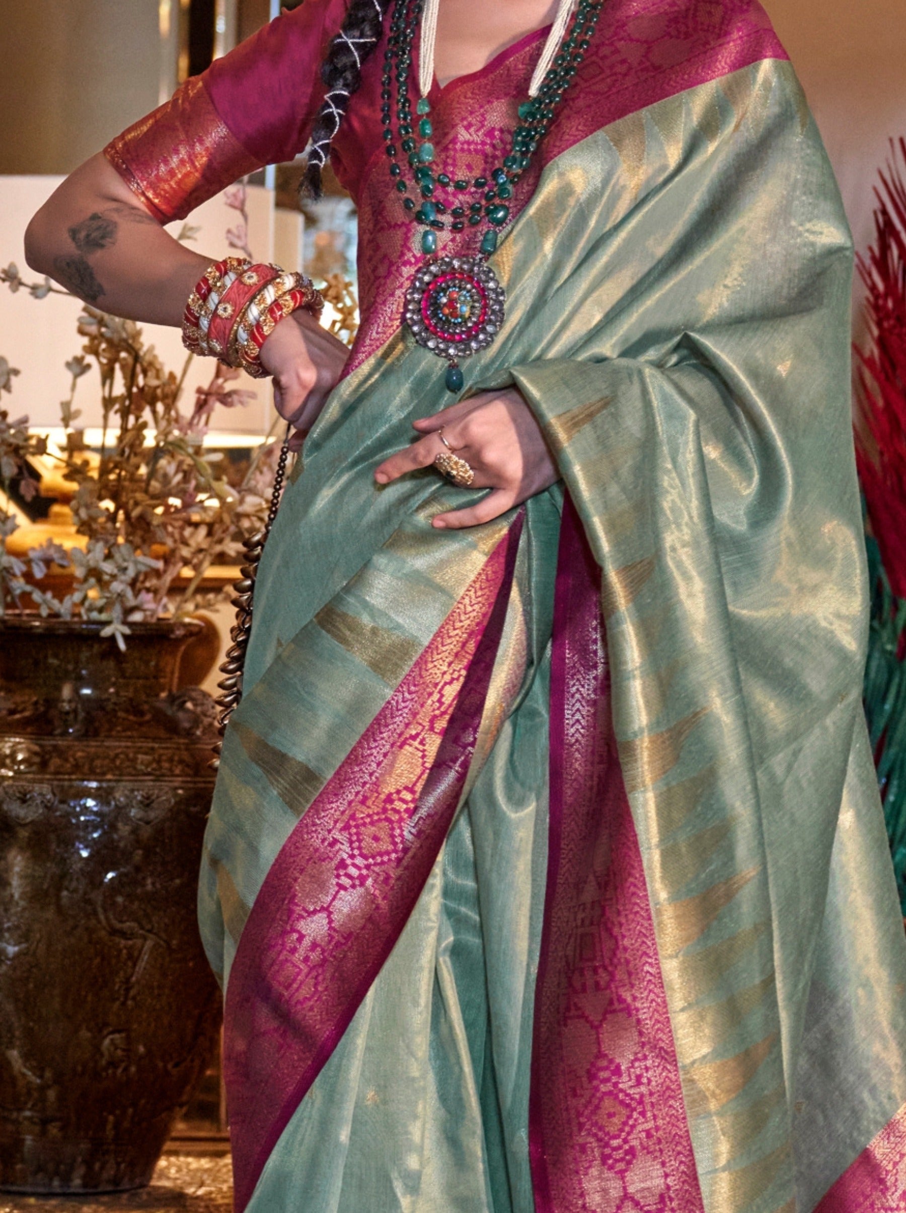 Cornflower Blue Party Saree - TrendOye