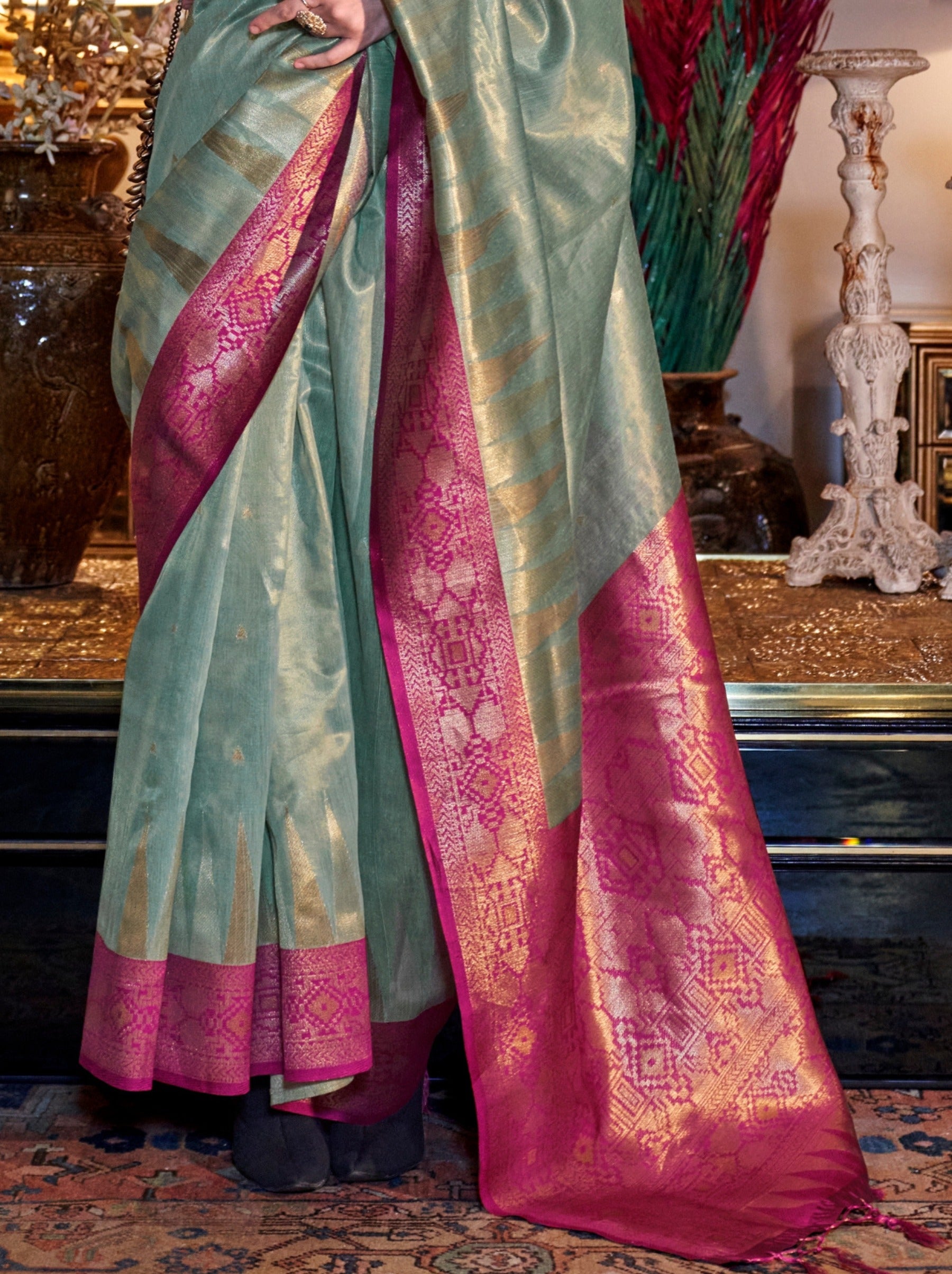 Cornflower Blue Party Saree - TrendOye