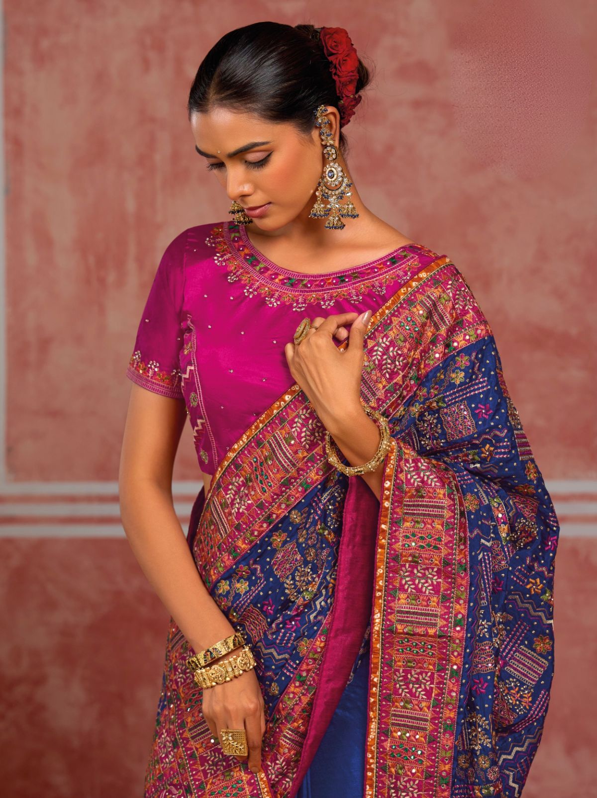 Sapphire Blue Luxurious Premium Silk Saree With Intricate Embroidery