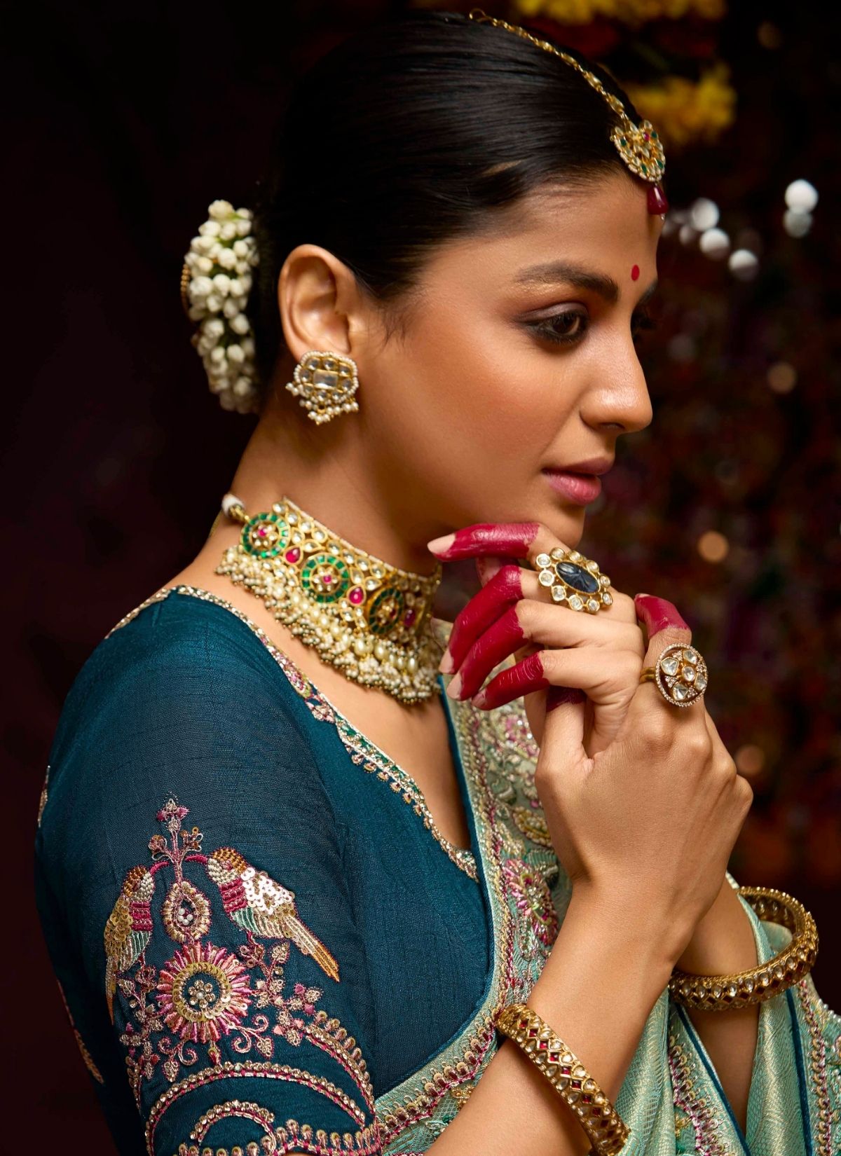 Sky Blue Luxury Banarasi Kanjivaram Saree with Embroidery - TrendOye