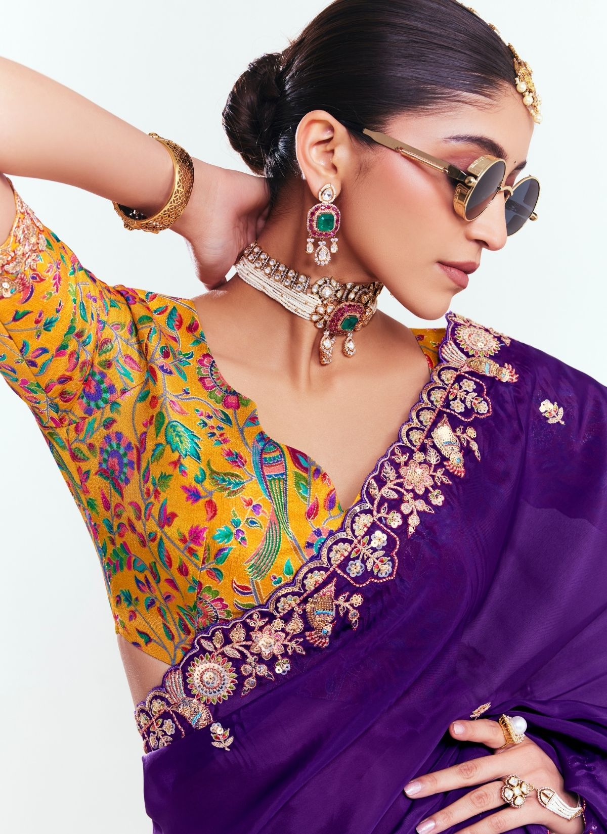 Royal Blue Party Fancy Premium Saree With Fine Blouse Piece - TrendOye