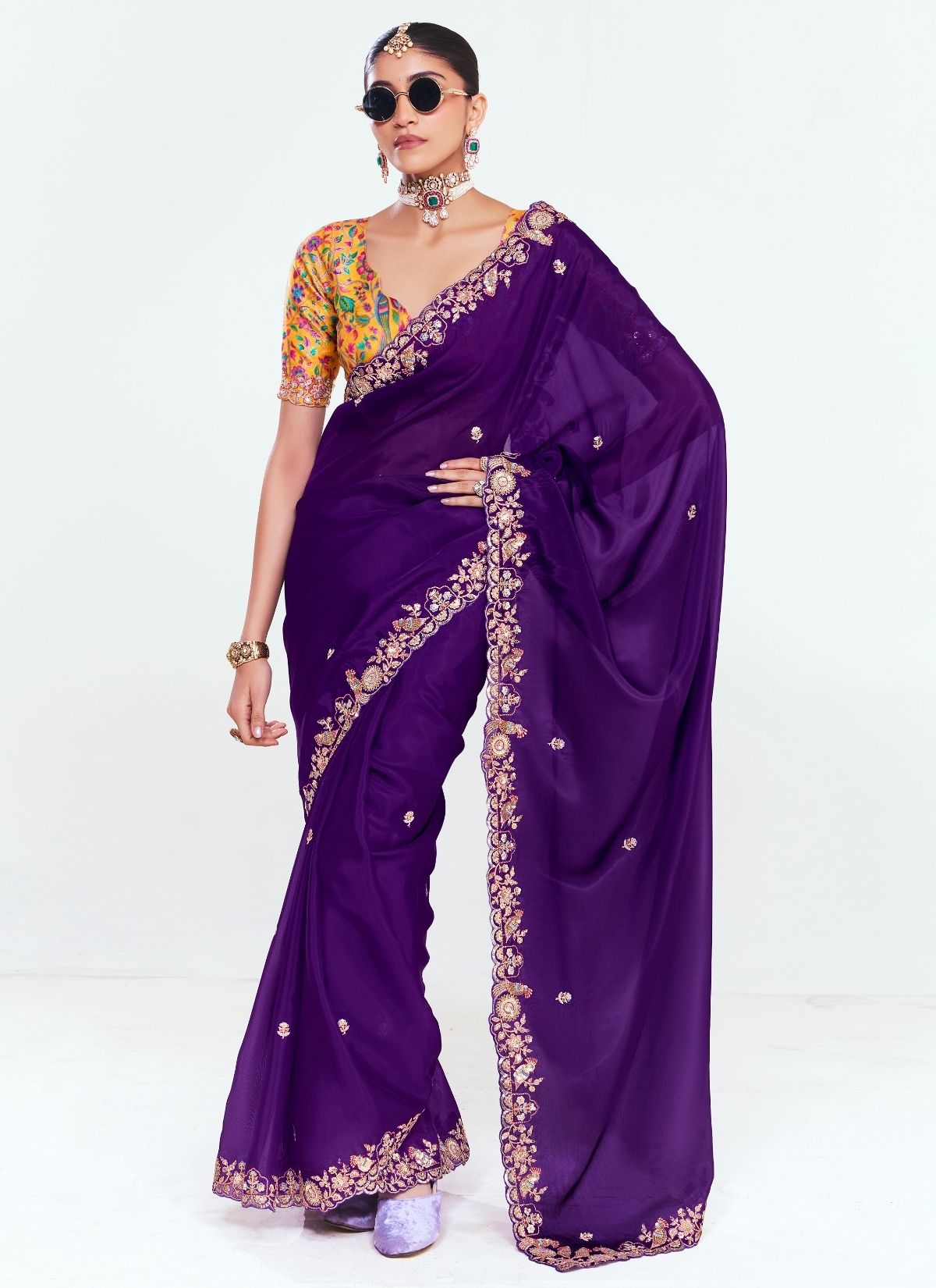 Royal Blue Party Fancy Premium Saree With Fine Blouse Piece - TrendOye