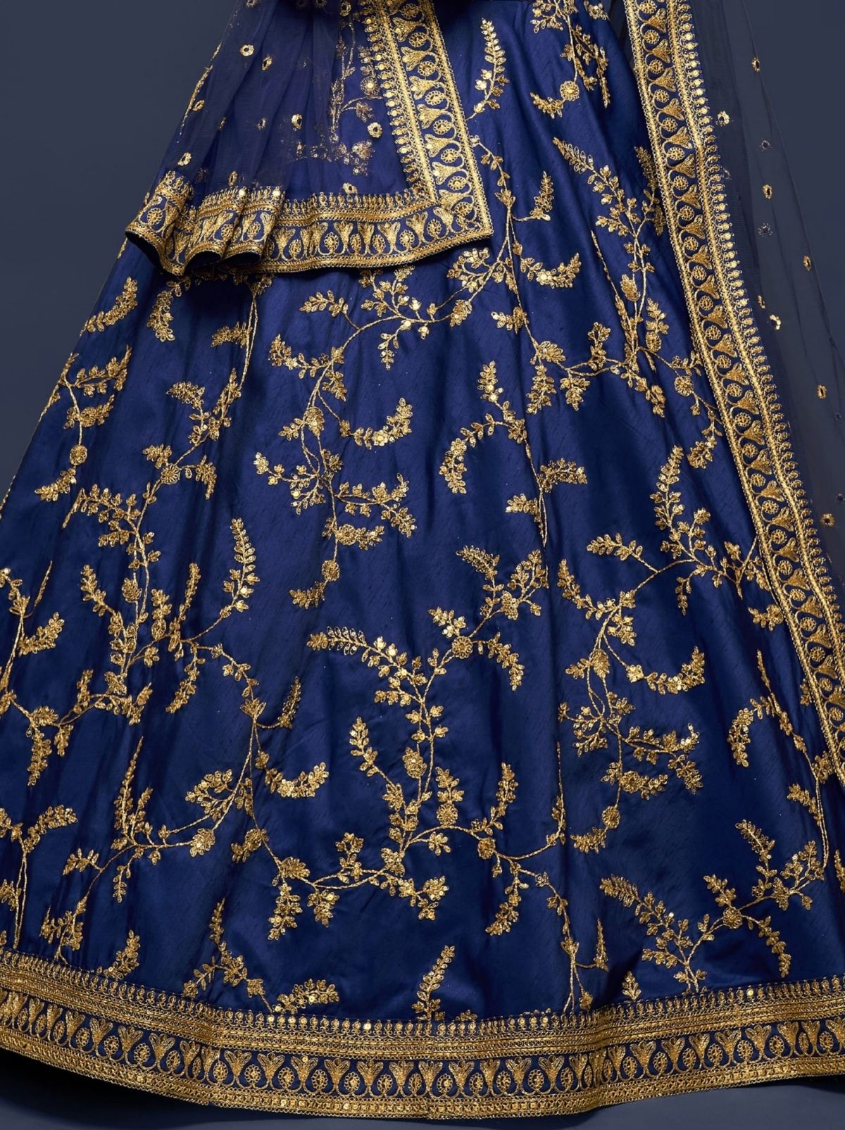 Royal Blue Premium Celebration Lehenga Set With Sequin & Zari Work