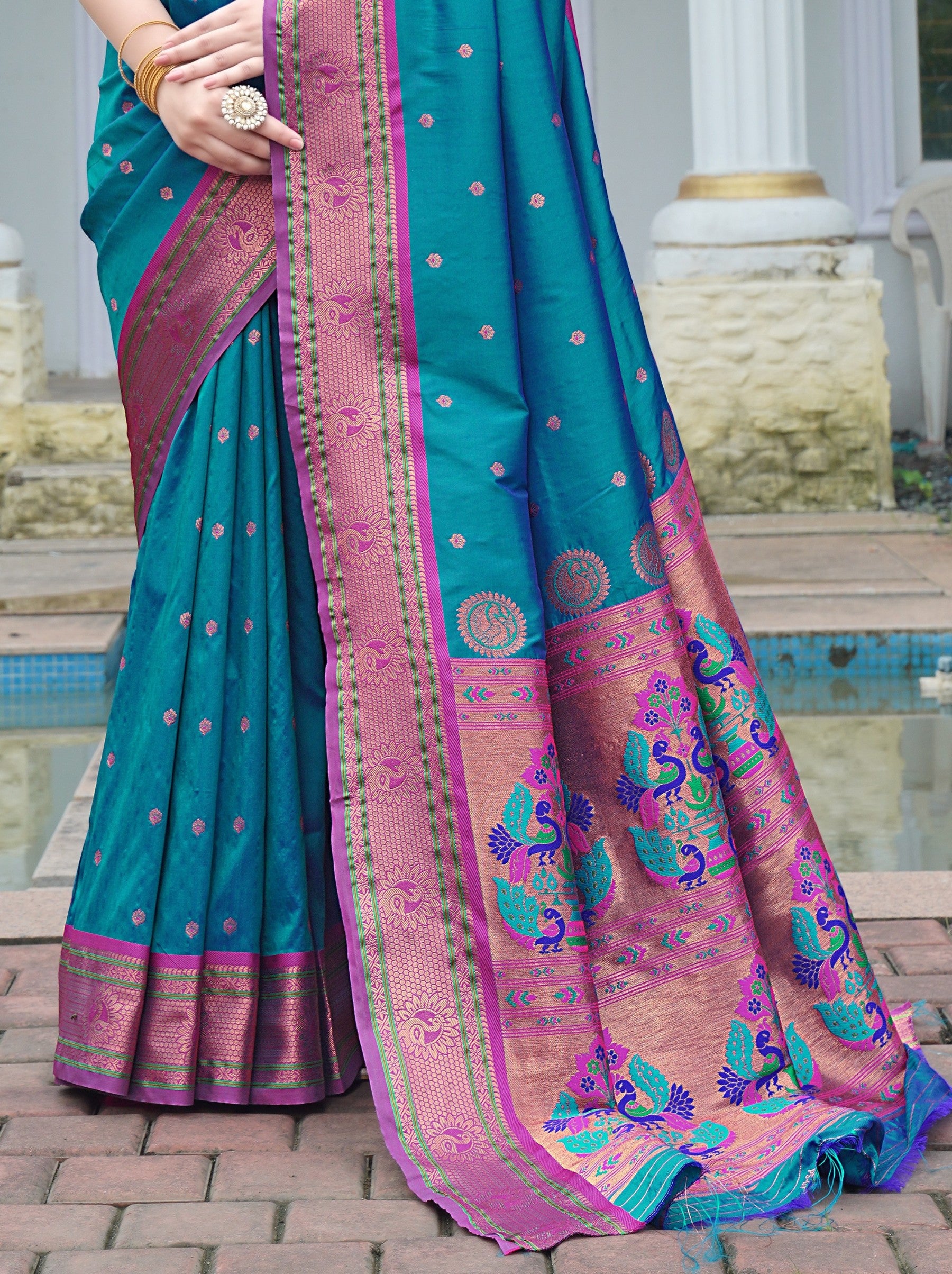 Cobalt Blue Festive Saree - TrendOye