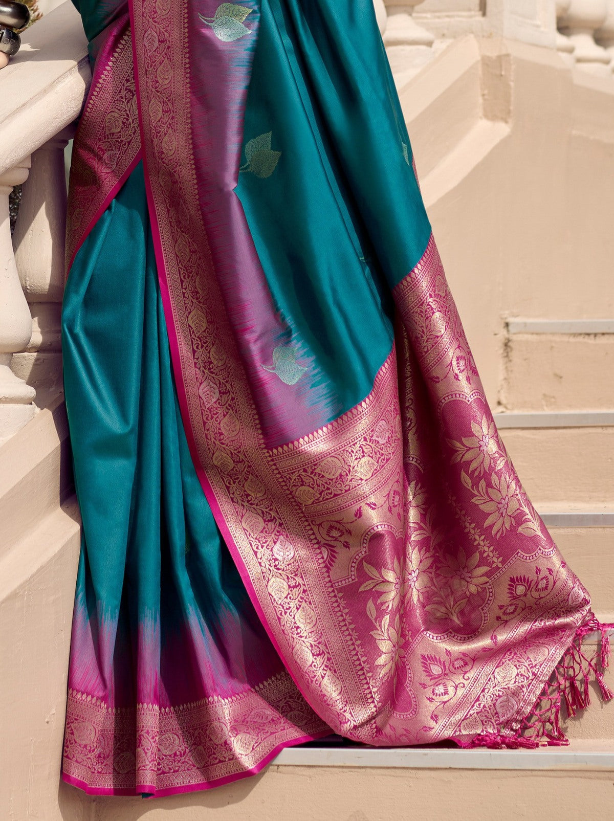 Prussian Blue Celebration Saree - TrendOye