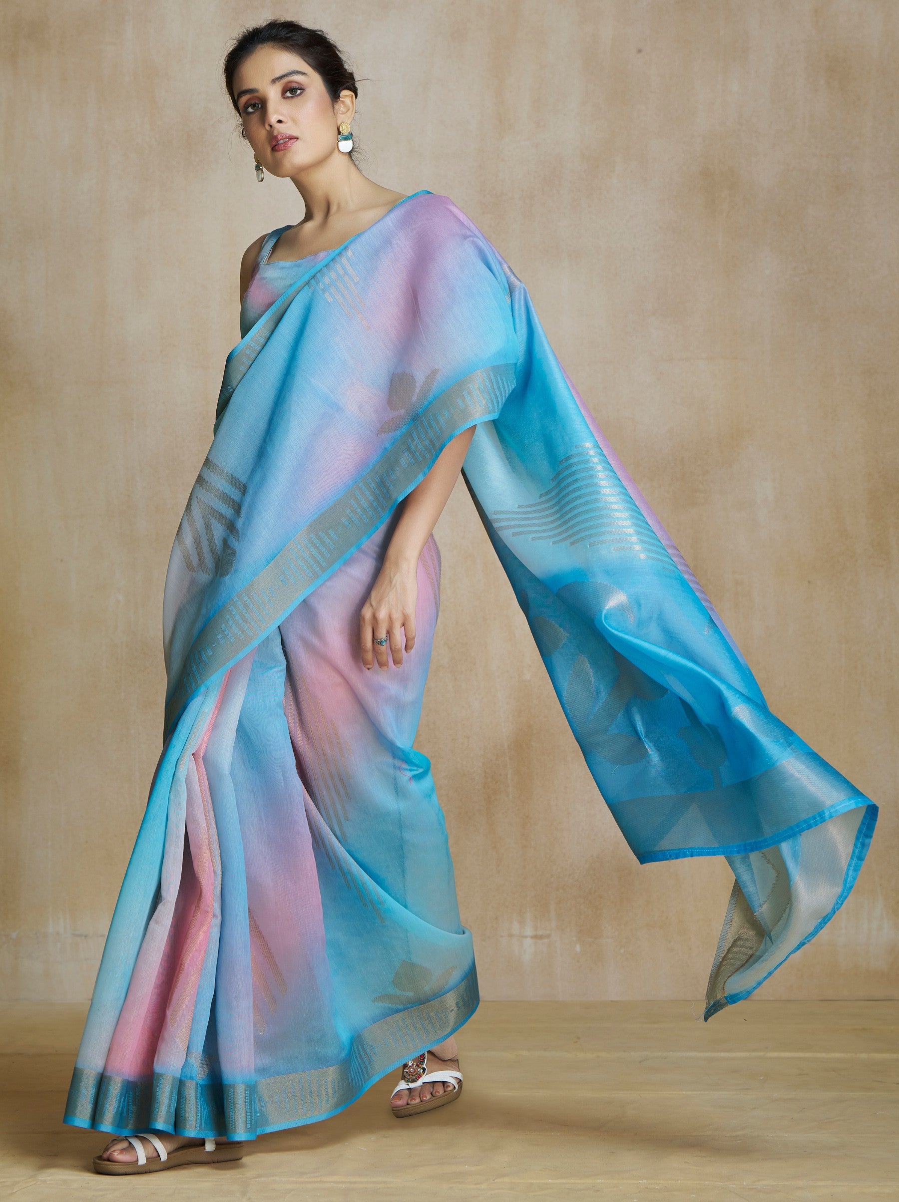 Cornflower Blue Celebration Saree - TrendOye