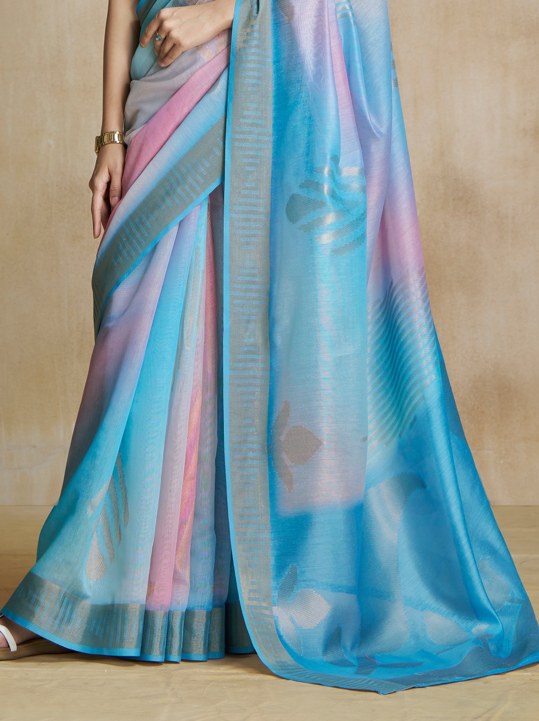 Cornflower Blue Celebration Saree - TrendOye