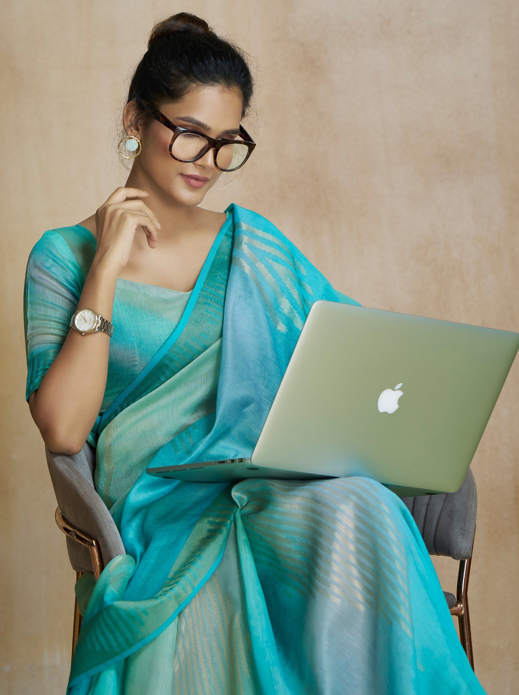 Sky Blue Celebration Saree - TrendOye