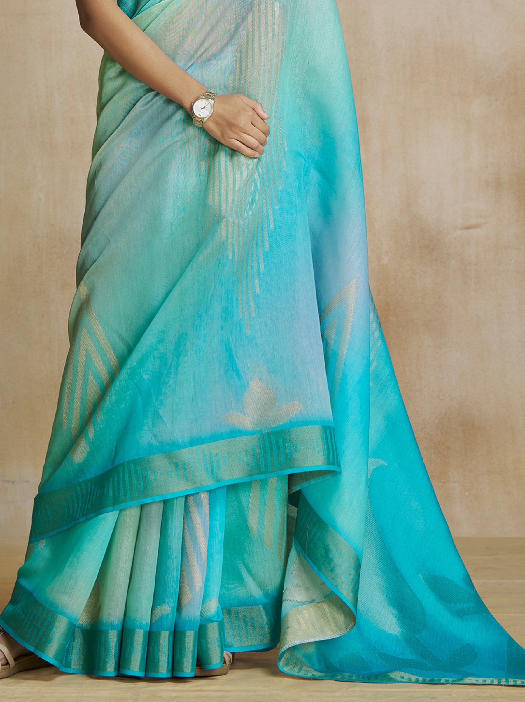 Sky Blue Celebration Saree - TrendOye