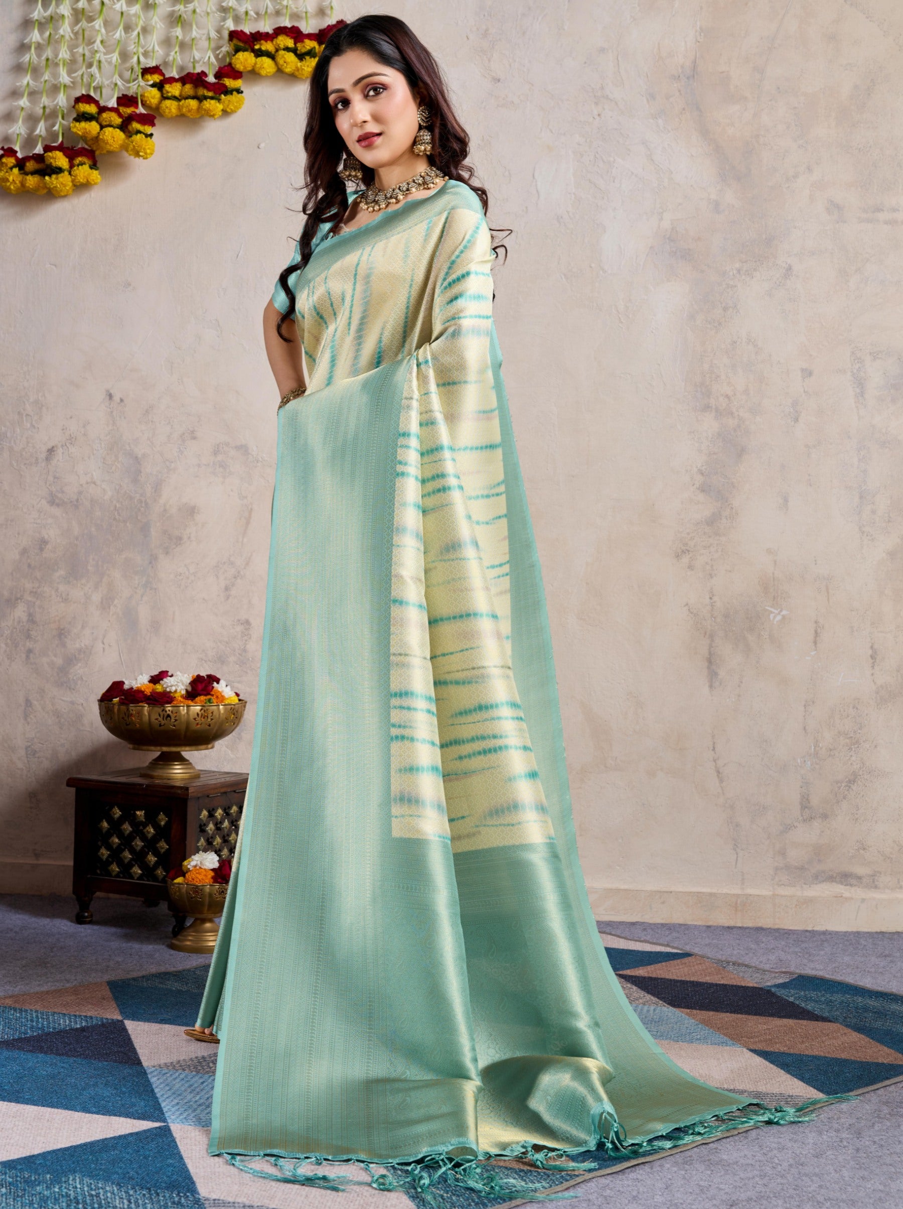 Sky Blue Celebration Saree - TrendOye