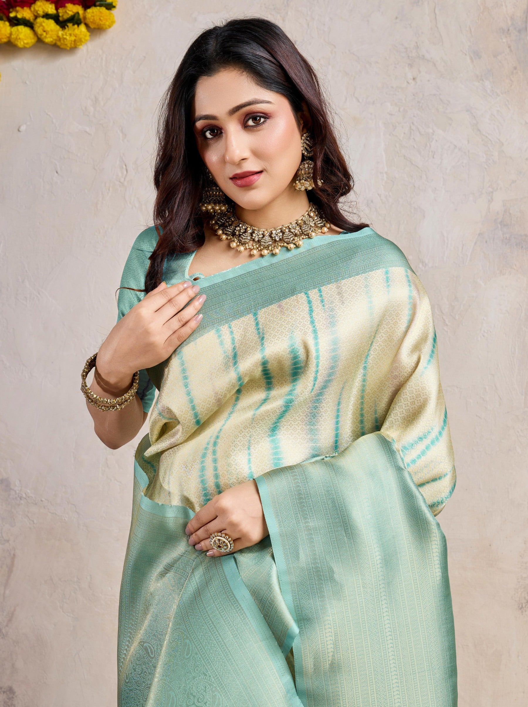 Sky Blue Celebration Saree - TrendOye