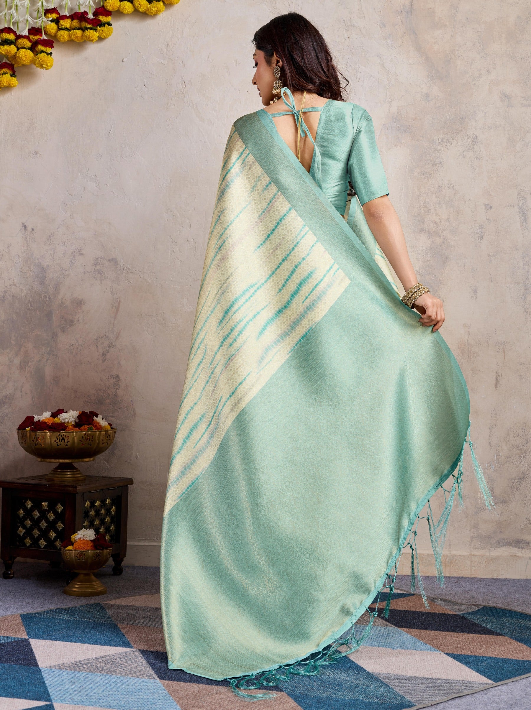Sky Blue Celebration Saree - TrendOye