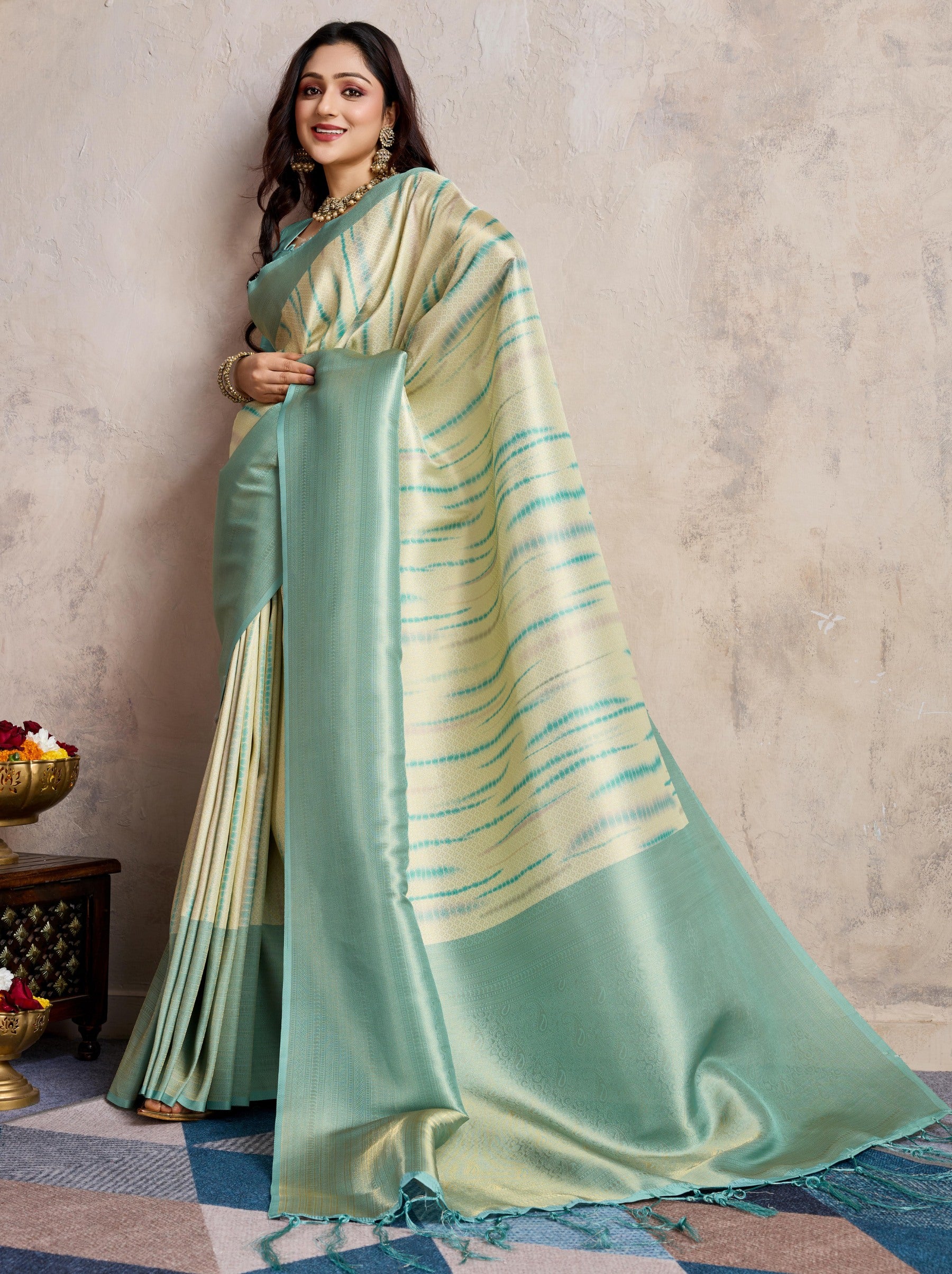 Sky Blue Celebration Saree - TrendOye