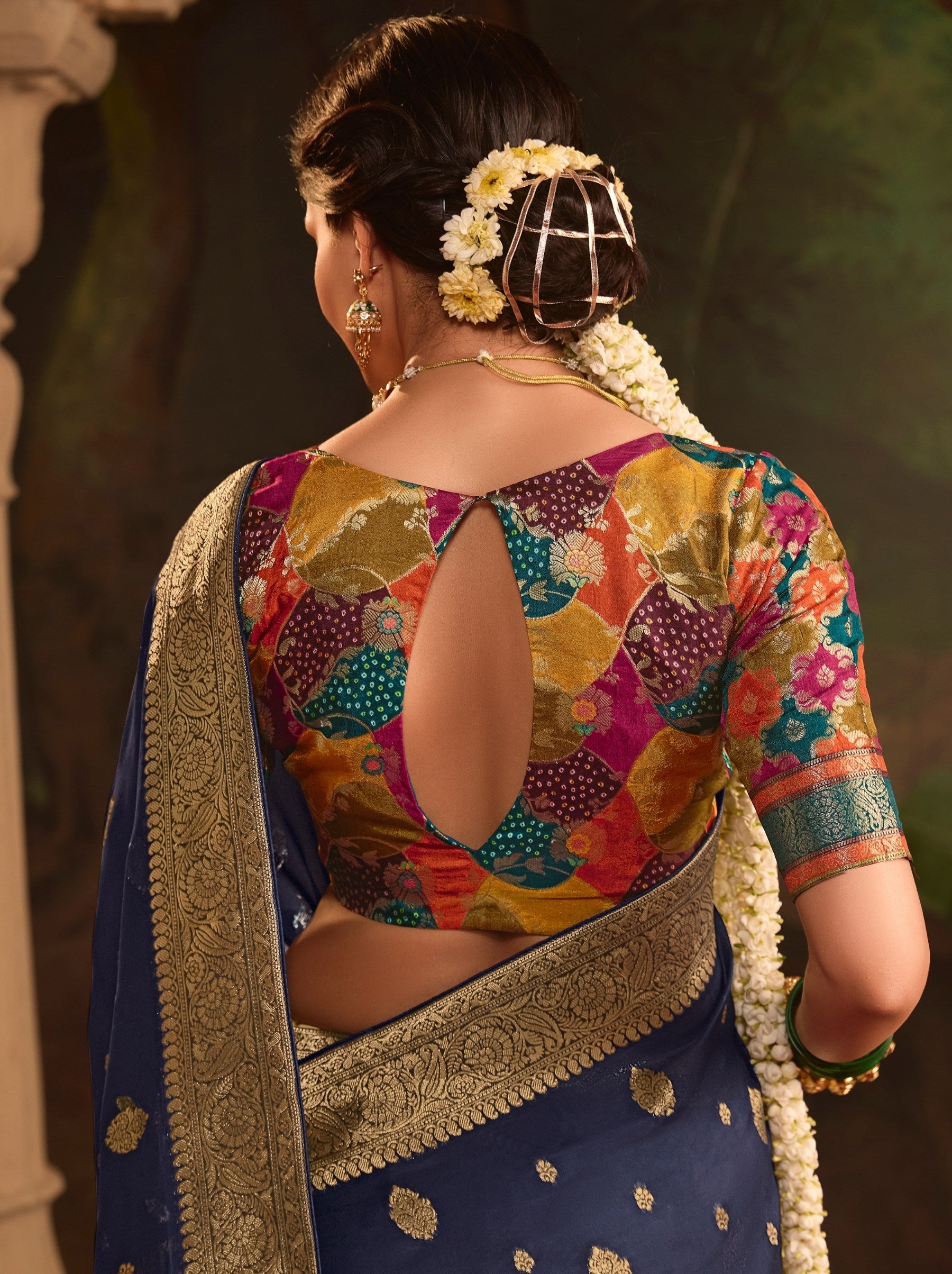 Space Blue Wedding And Party Designer Saree - TrendOye