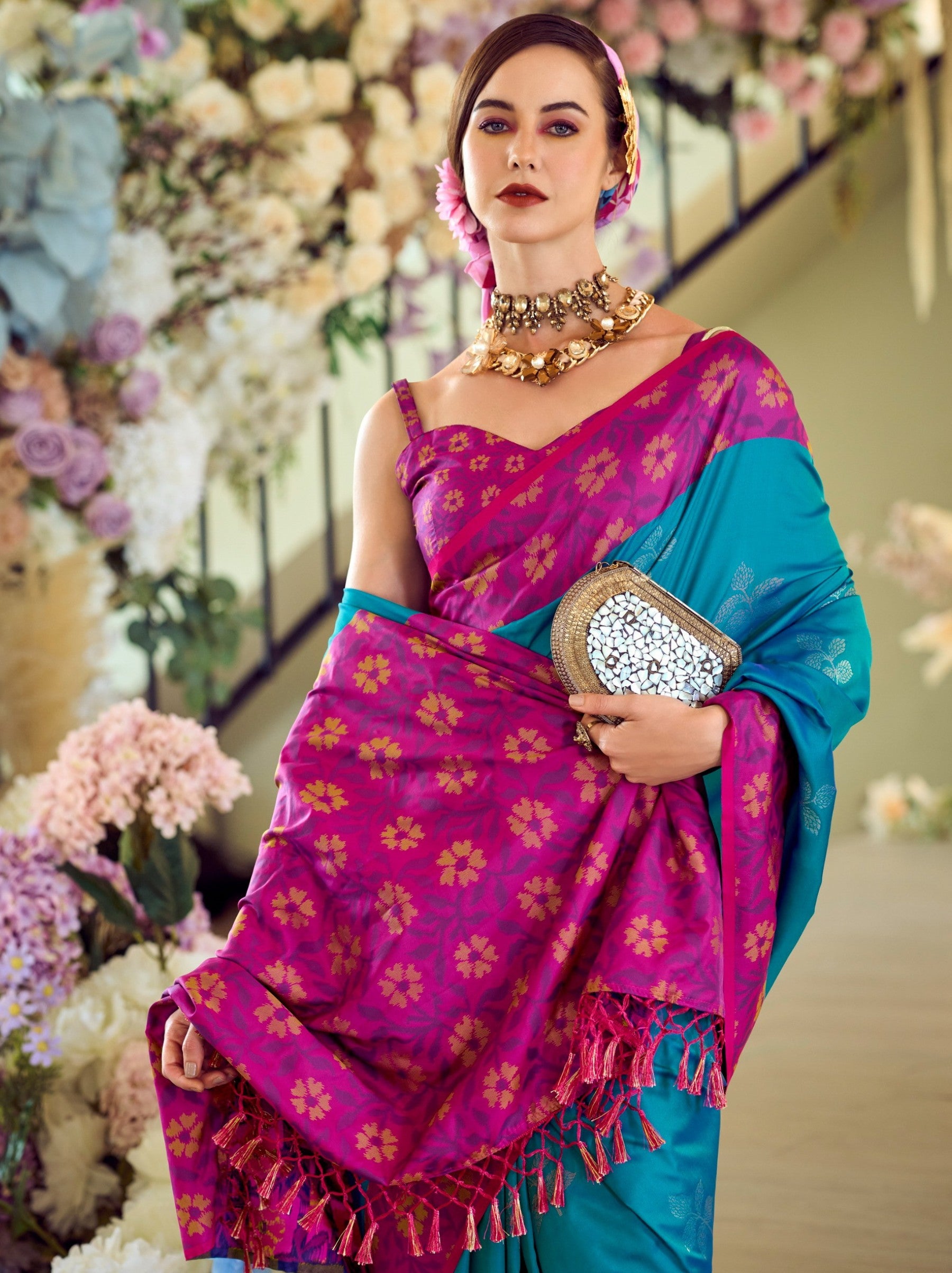 Sapphire Blue Party Premium Saree - TrendOye