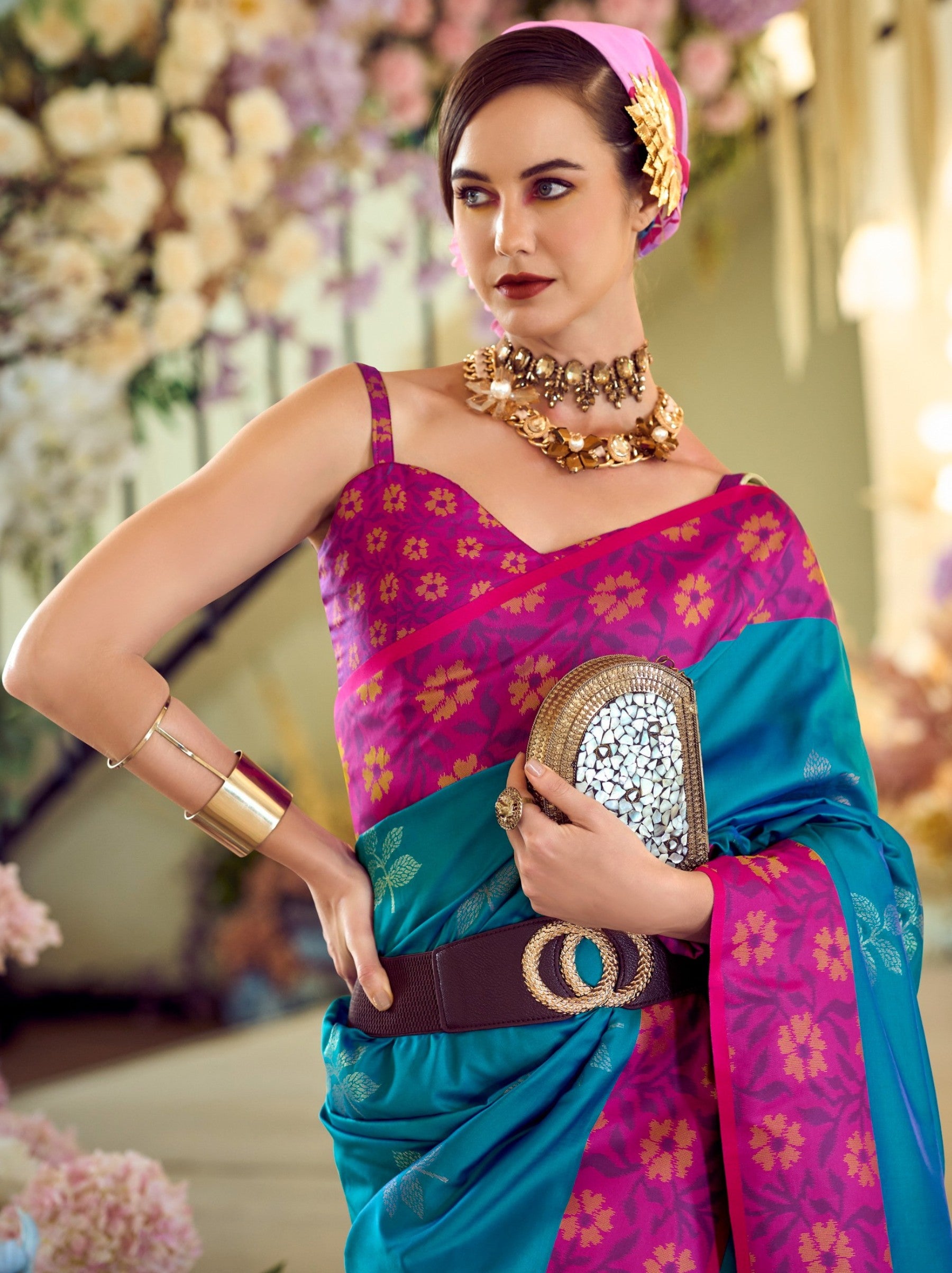 Sapphire Blue Party Premium Saree - TrendOye