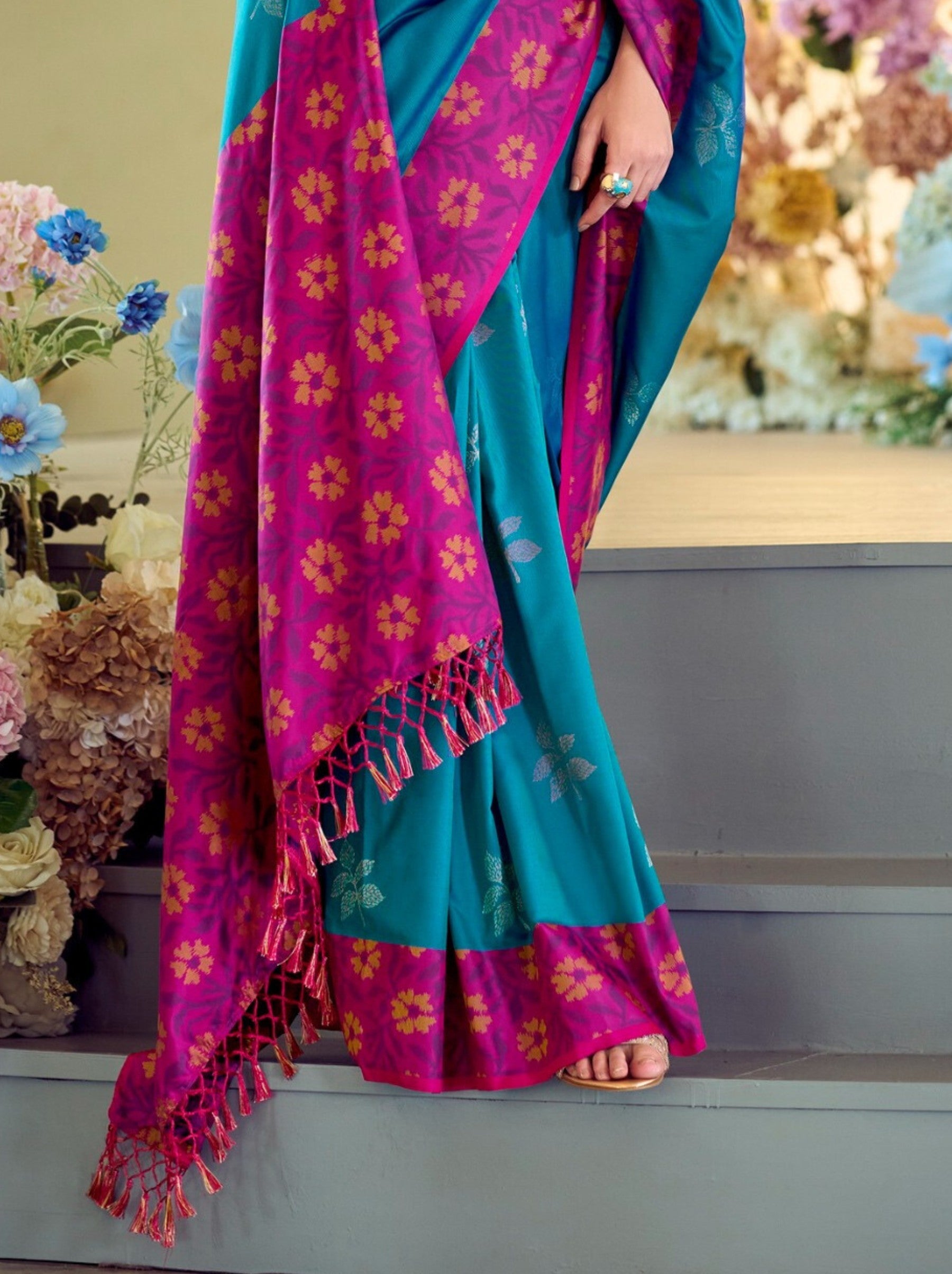 Sapphire Blue Party Premium Saree - TrendOye