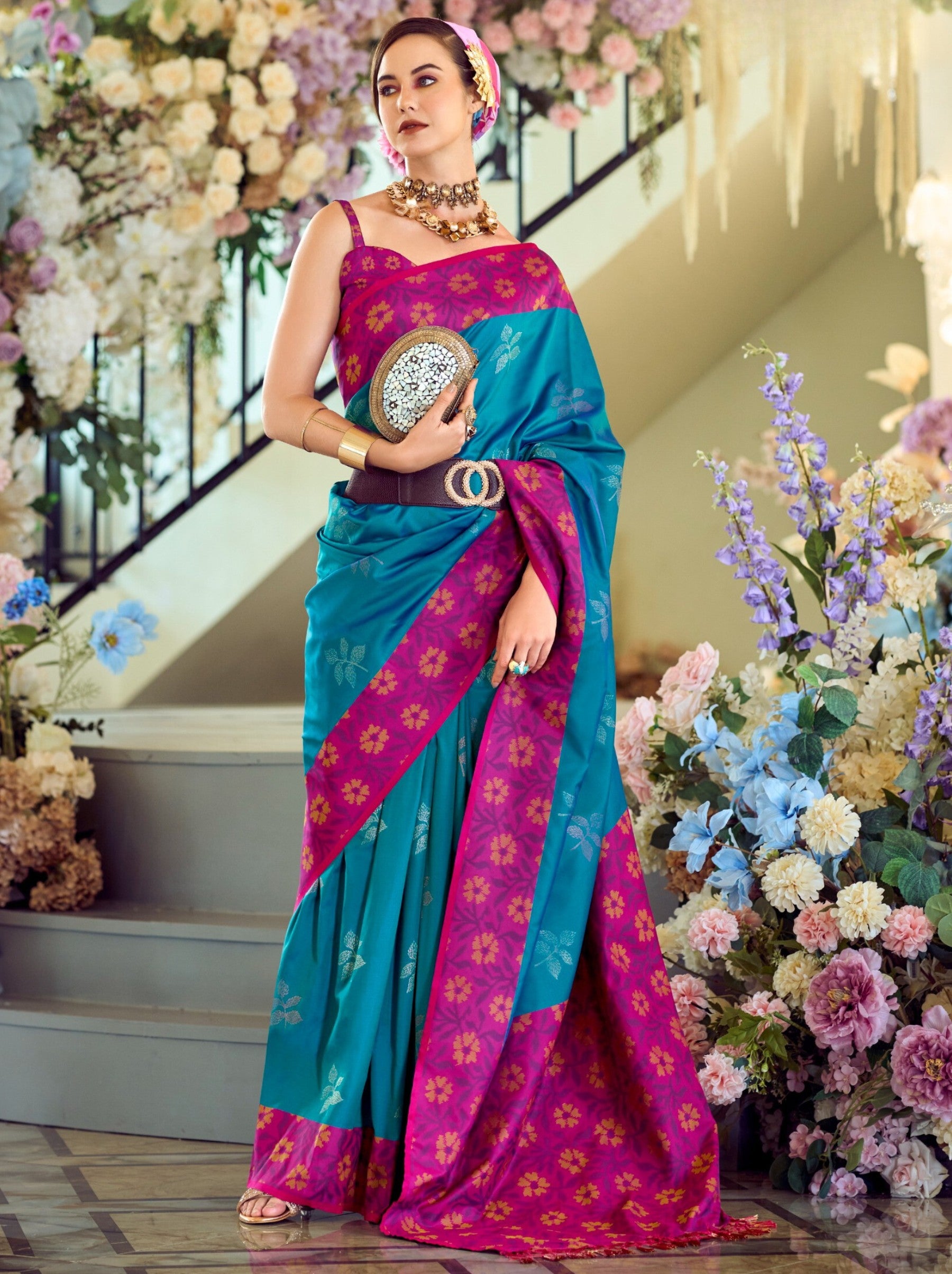 Sapphire Blue Party Premium Saree - TrendOye