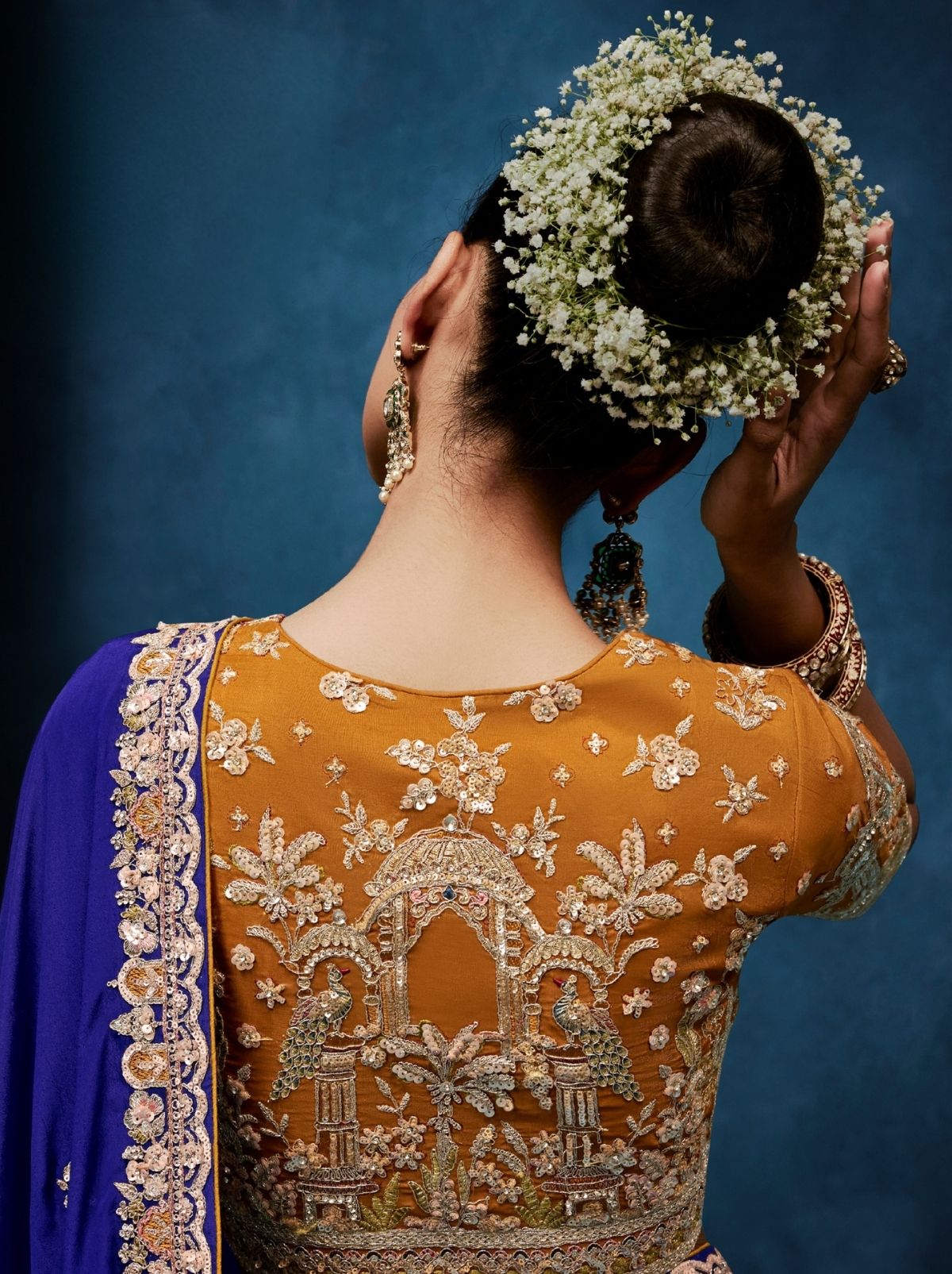Navy Blue Premium Sequin Embellished Designer Saree With Blouse - TrendOye
