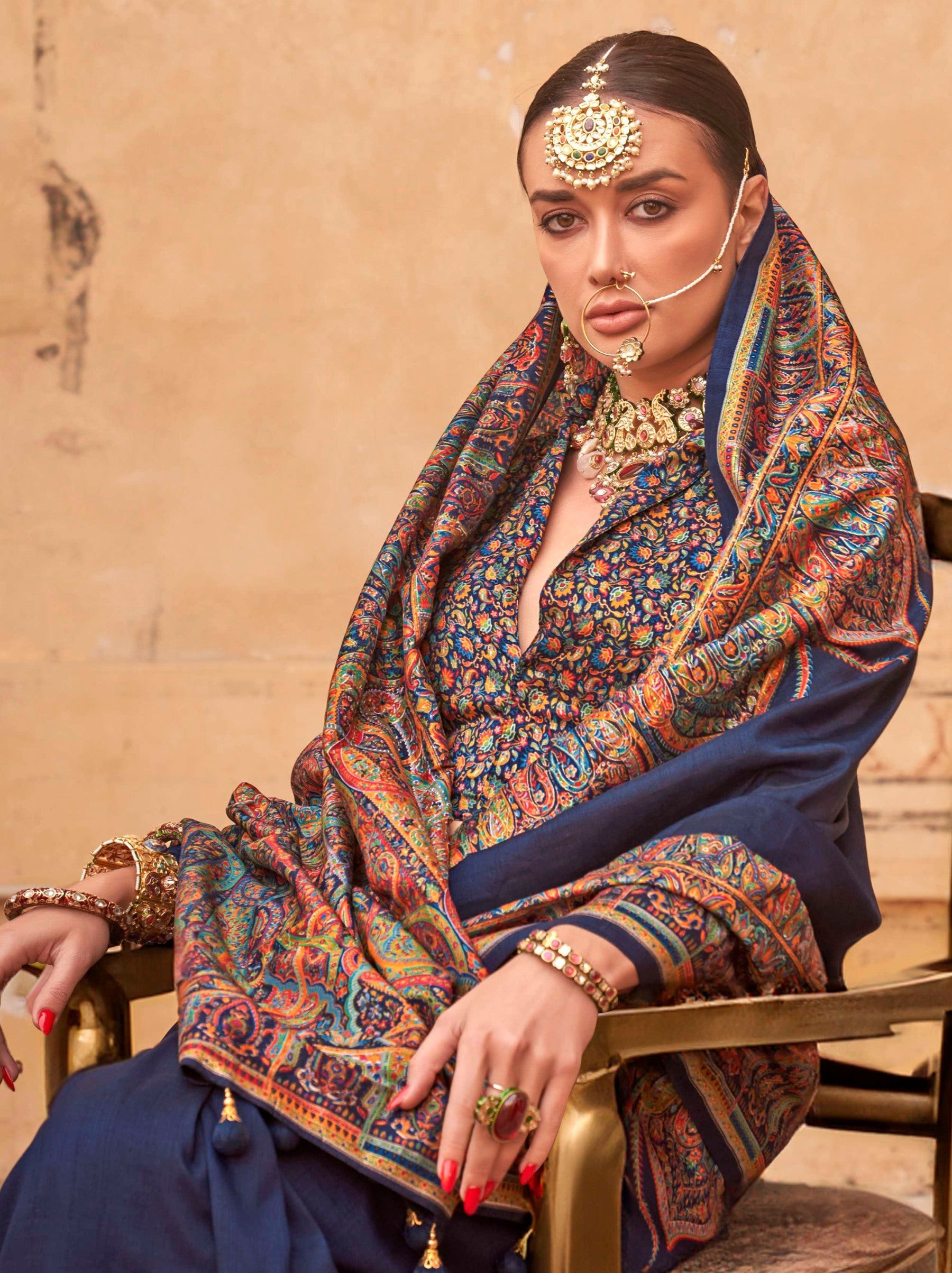 Royal Blue Silk Celebration Saree - TrendOye