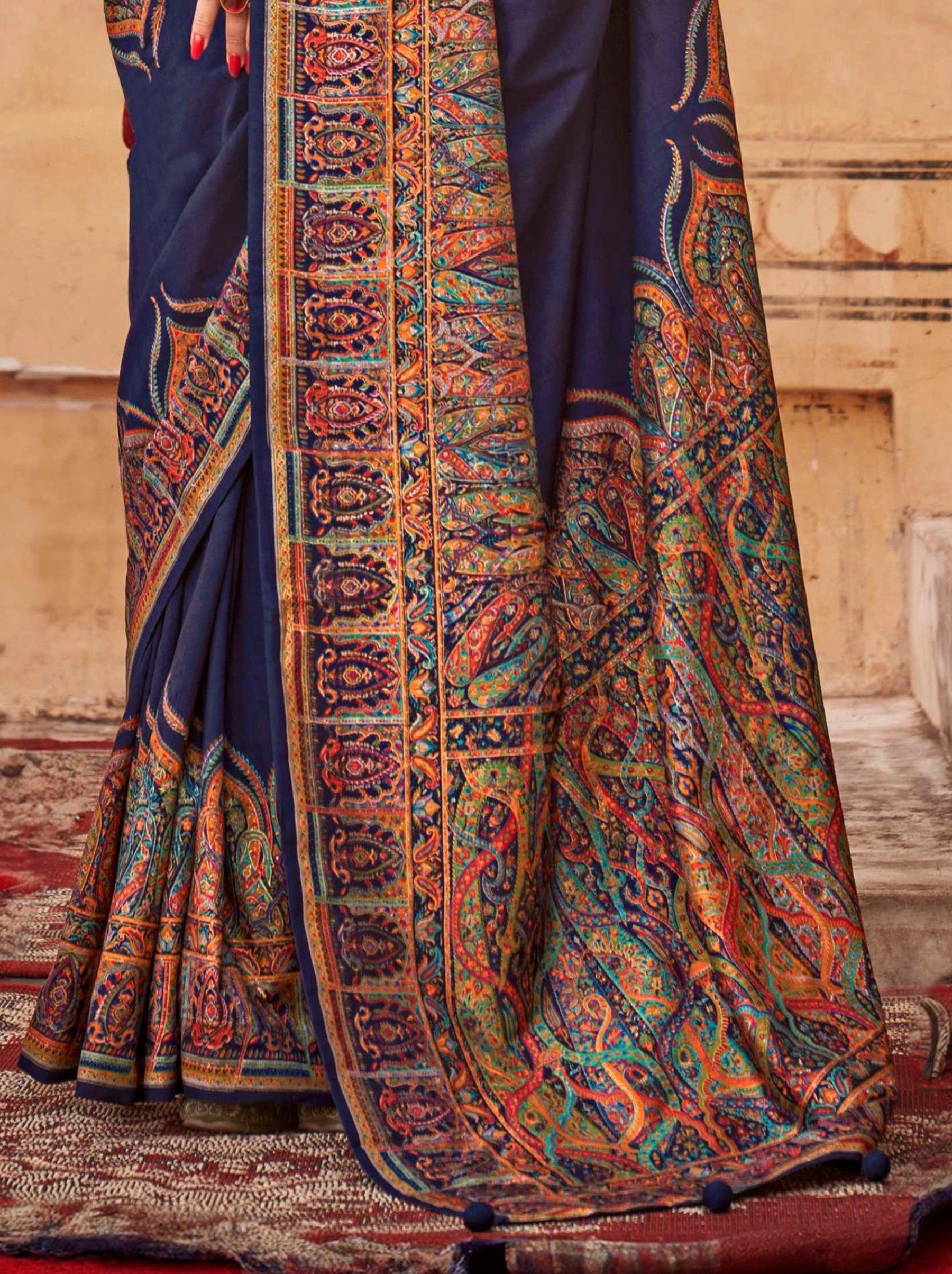 Royal Blue Silk Celebration Saree - TrendOye