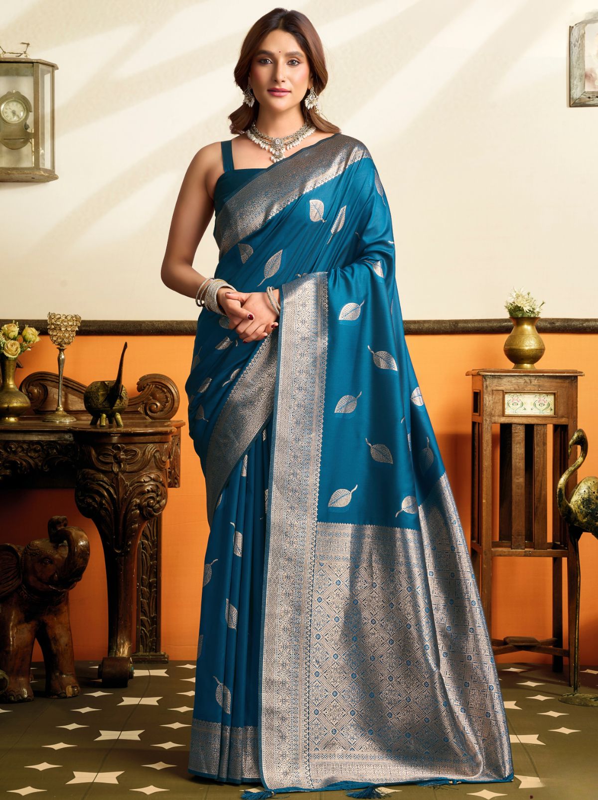 Sapphire Blue Premium Soft Silk Saree With Tassels