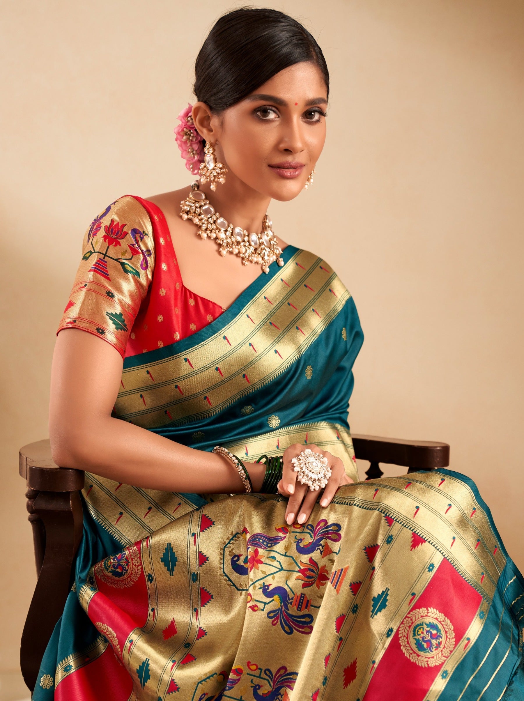 Classic Blue Paithani Festive Saree - TrendOye