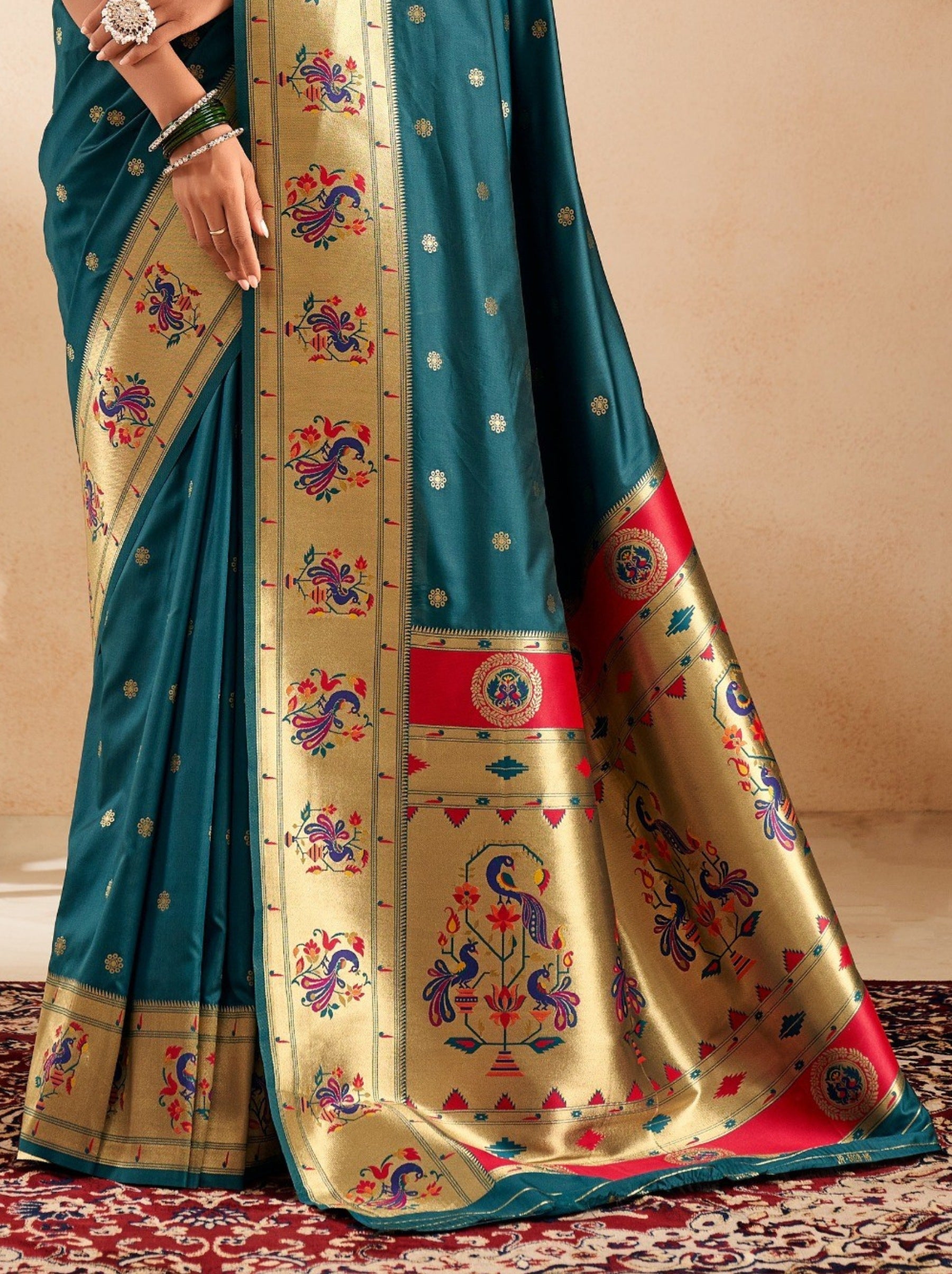 Classic Blue Paithani Festive Saree - TrendOye